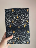 Black and Gold Dragon Scales Fabric Book Cover–Reversible and Adjustable