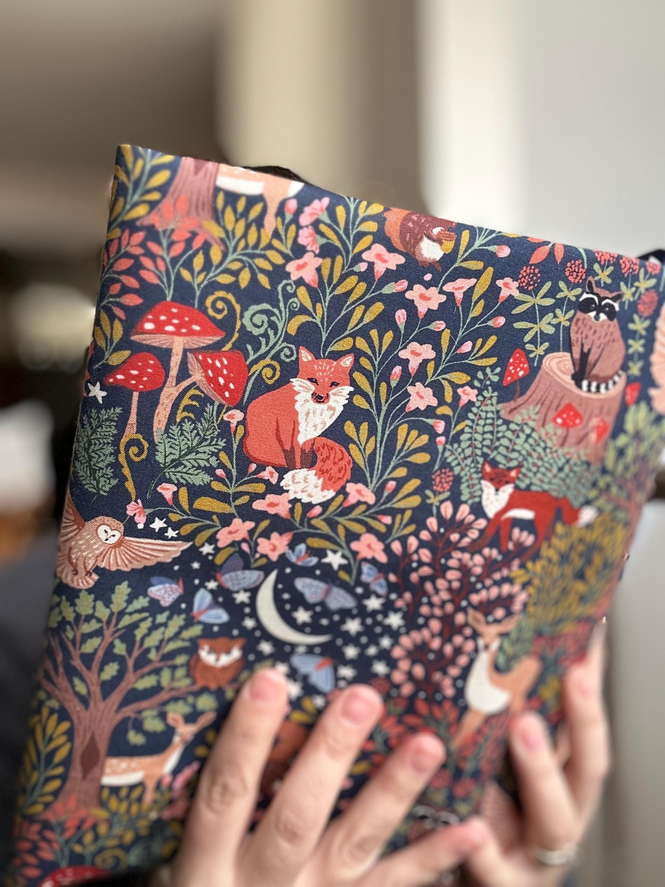 Mushroom Woodland Critters and Stars Reversible Adjustable Fabric Book Cover/Bible Cover