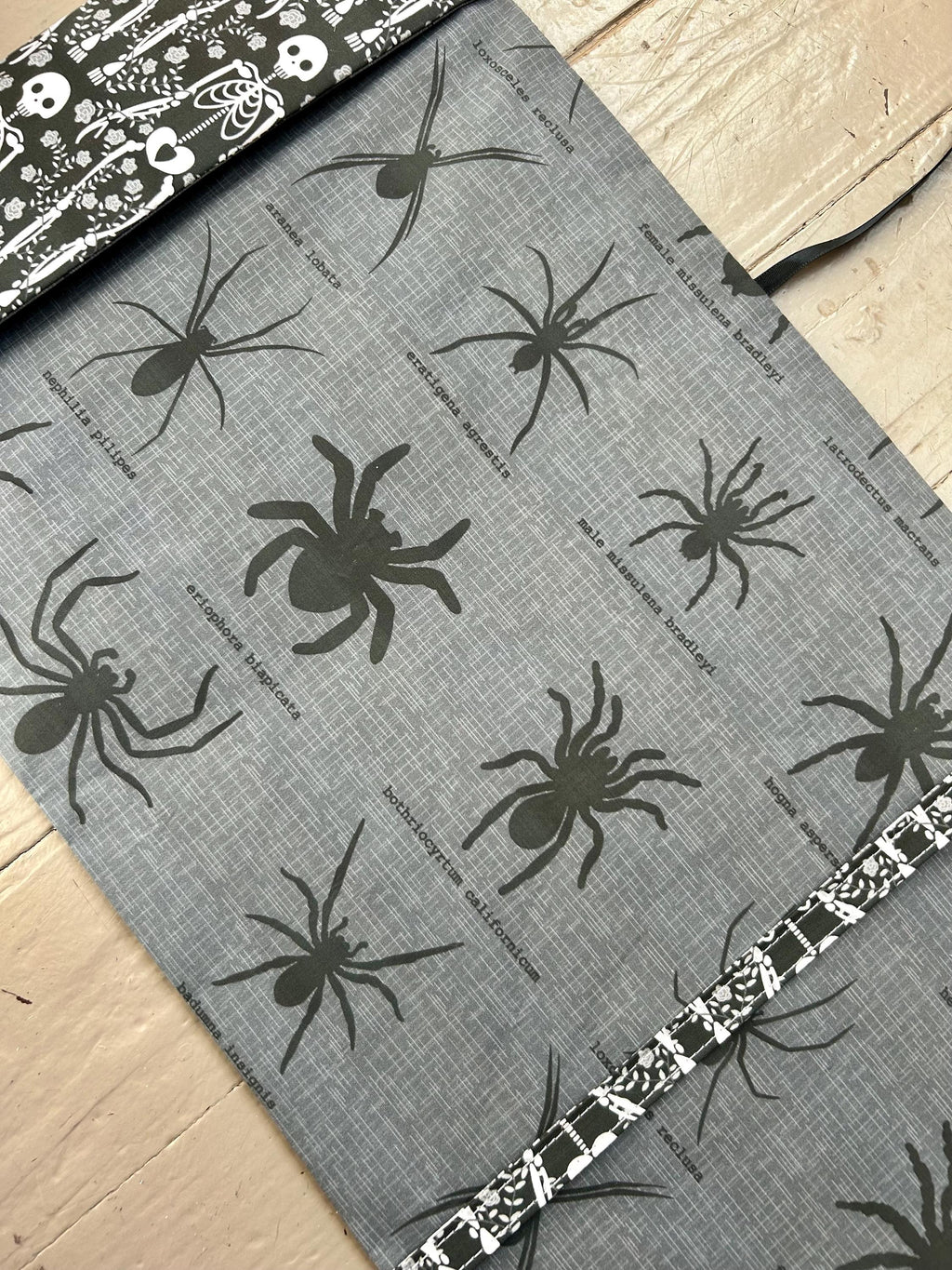 Skeletons and Spiders Reversible Adjustable Fabric Book Cover/Bible Cover