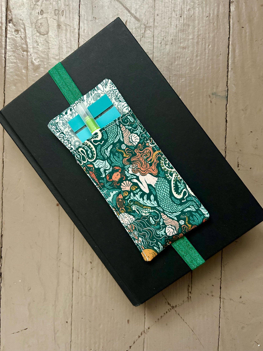 BUNDLE Mermaids and Whales Reversible Adjustable Fabric Book Cover/Bible Cover w/ Bookmark and Annotation Kit