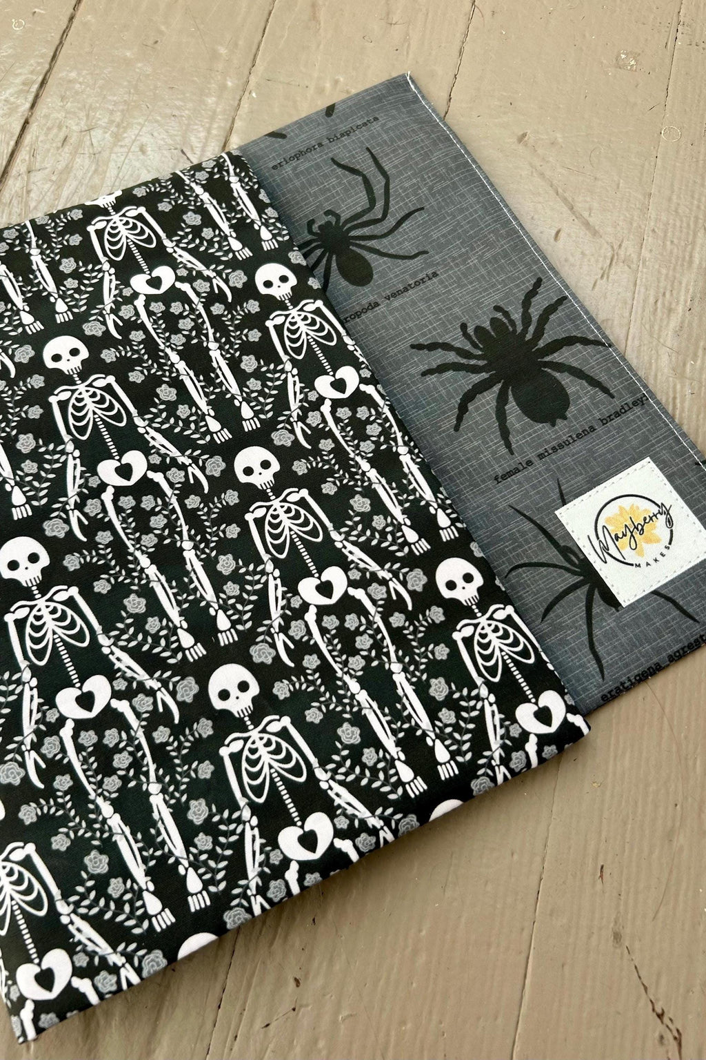 Skeletons and Spiders Reversible Adjustable Fabric Book Cover/Bible Cover