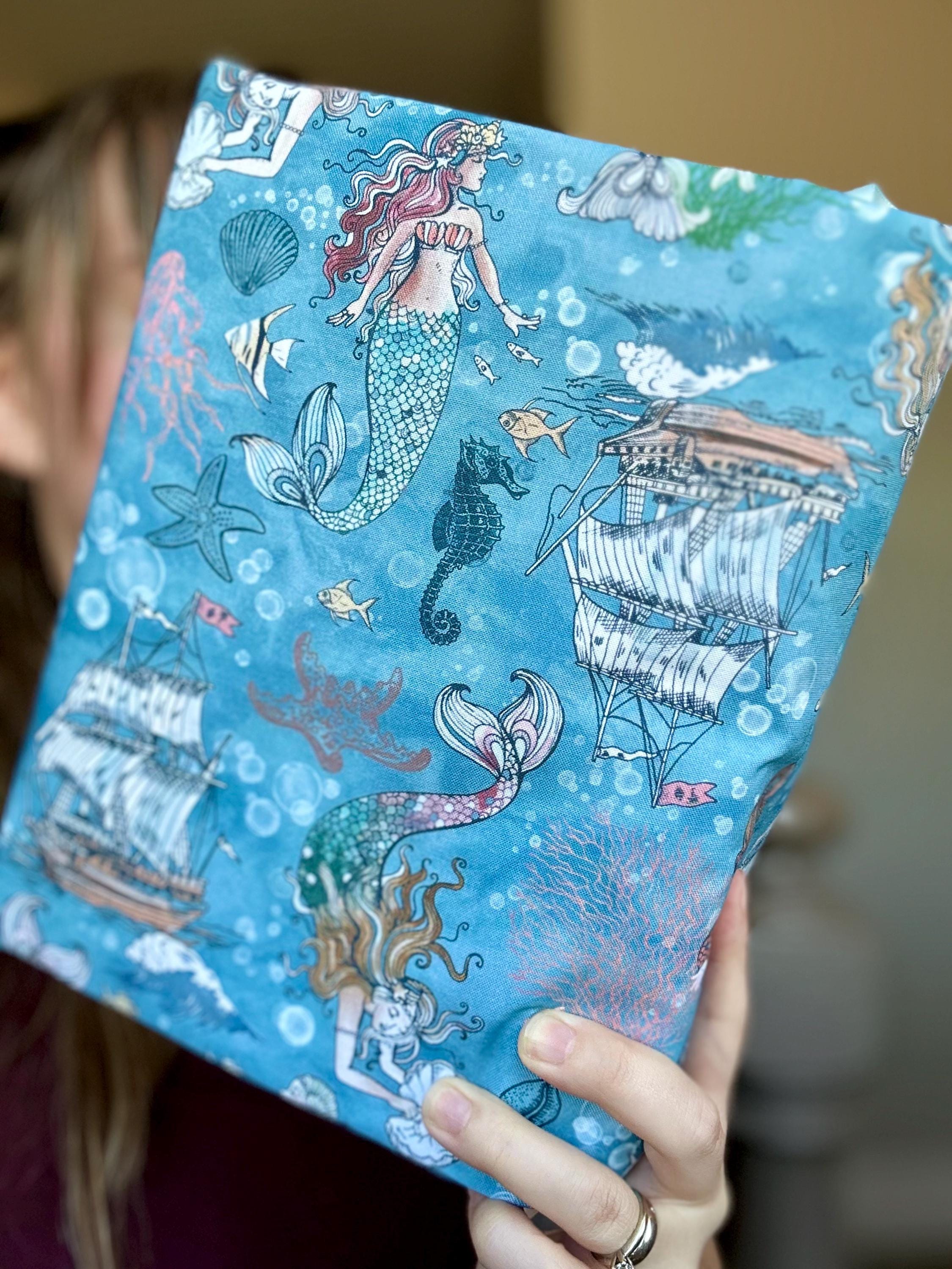 Blue Mermaid Scales Reversible Adjustable Fabric Book Cover/Bible Cover