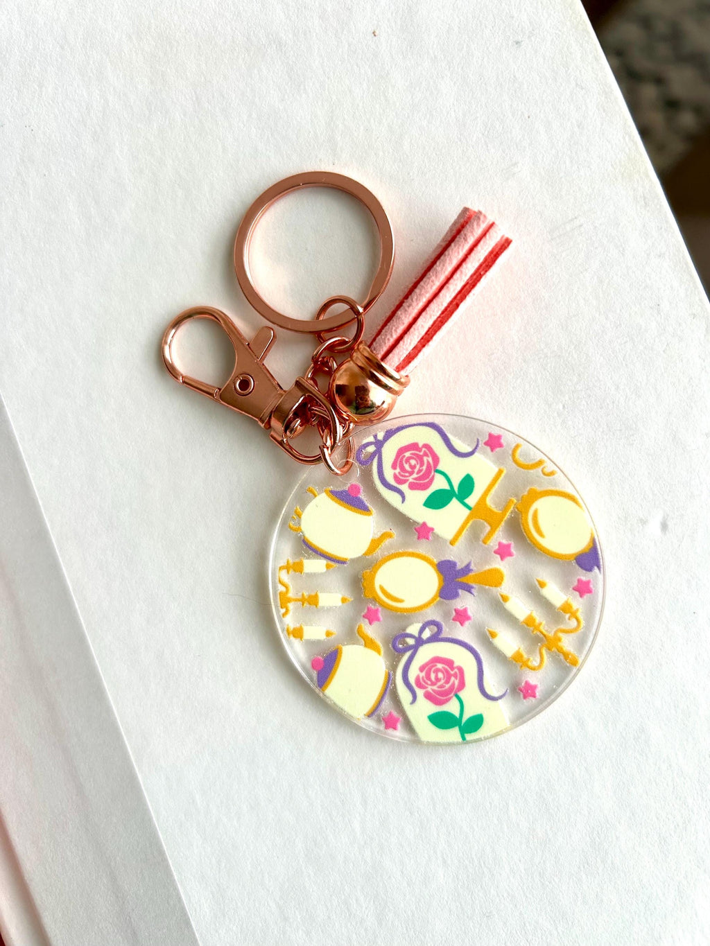 Beauty and the Beast Inspired Keychain with Tassel