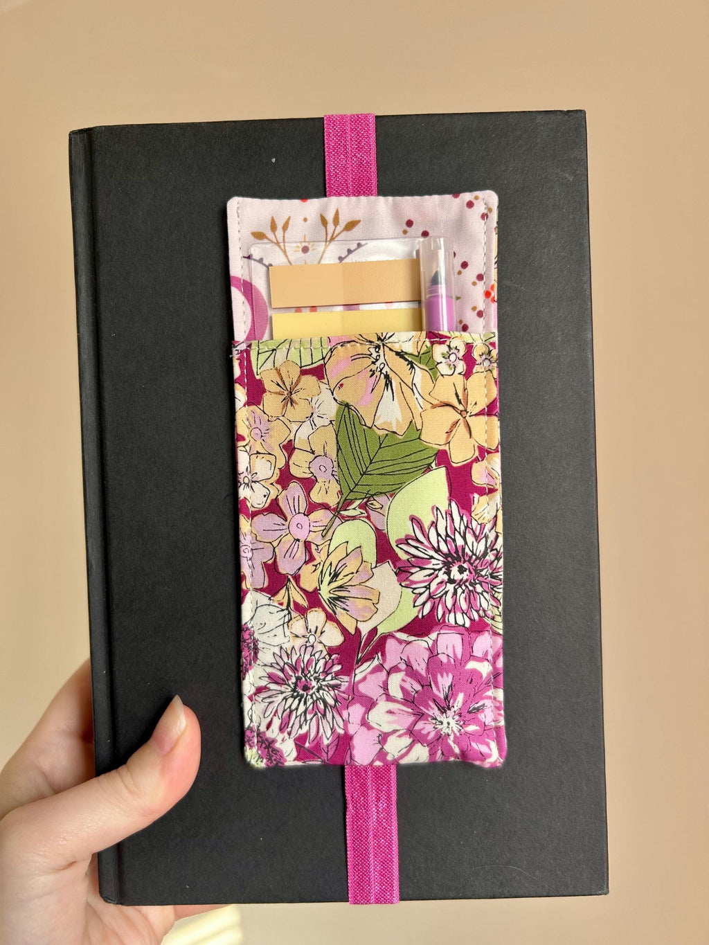 Purple and Yellow Floral Moon Reversible Adjustable Fabric Book Cover/Bible Cover