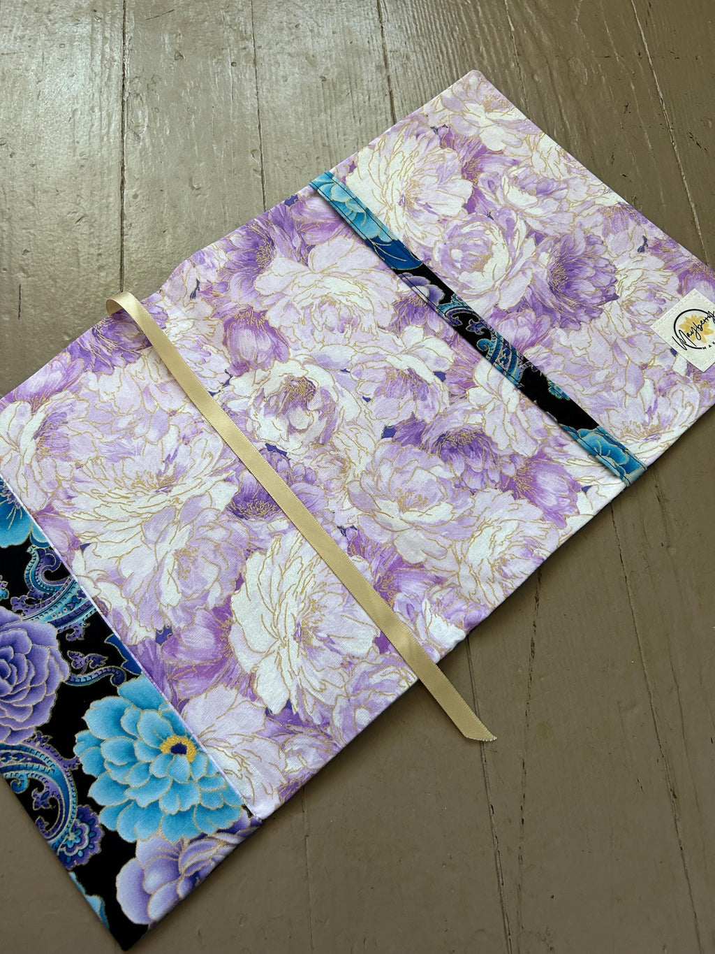 Blue and Purple Paisley Fabric Book Cover — Reversible & Adjustable