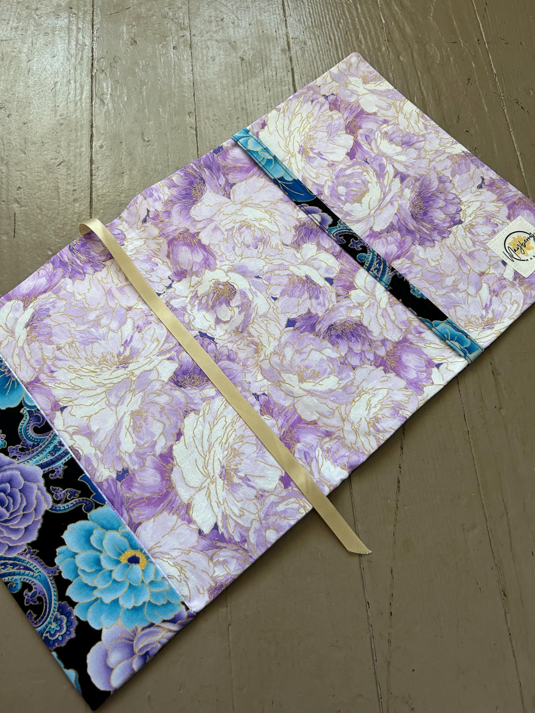 Blue and Purple Paisley Fabric Book Cover — Reversible & Adjustable