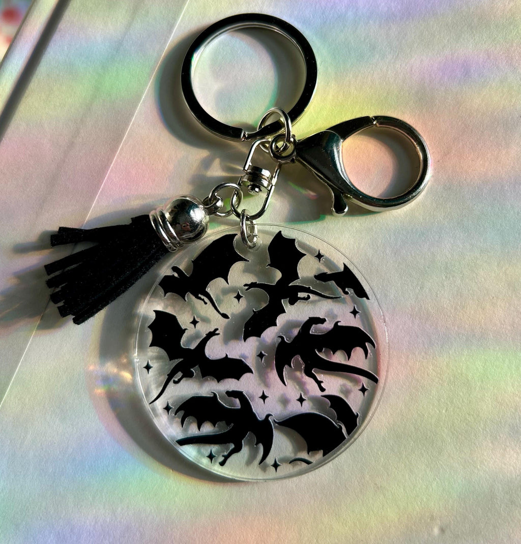 Dragon Keychain Black Dragon Keyring Holder Bookish Key fob
