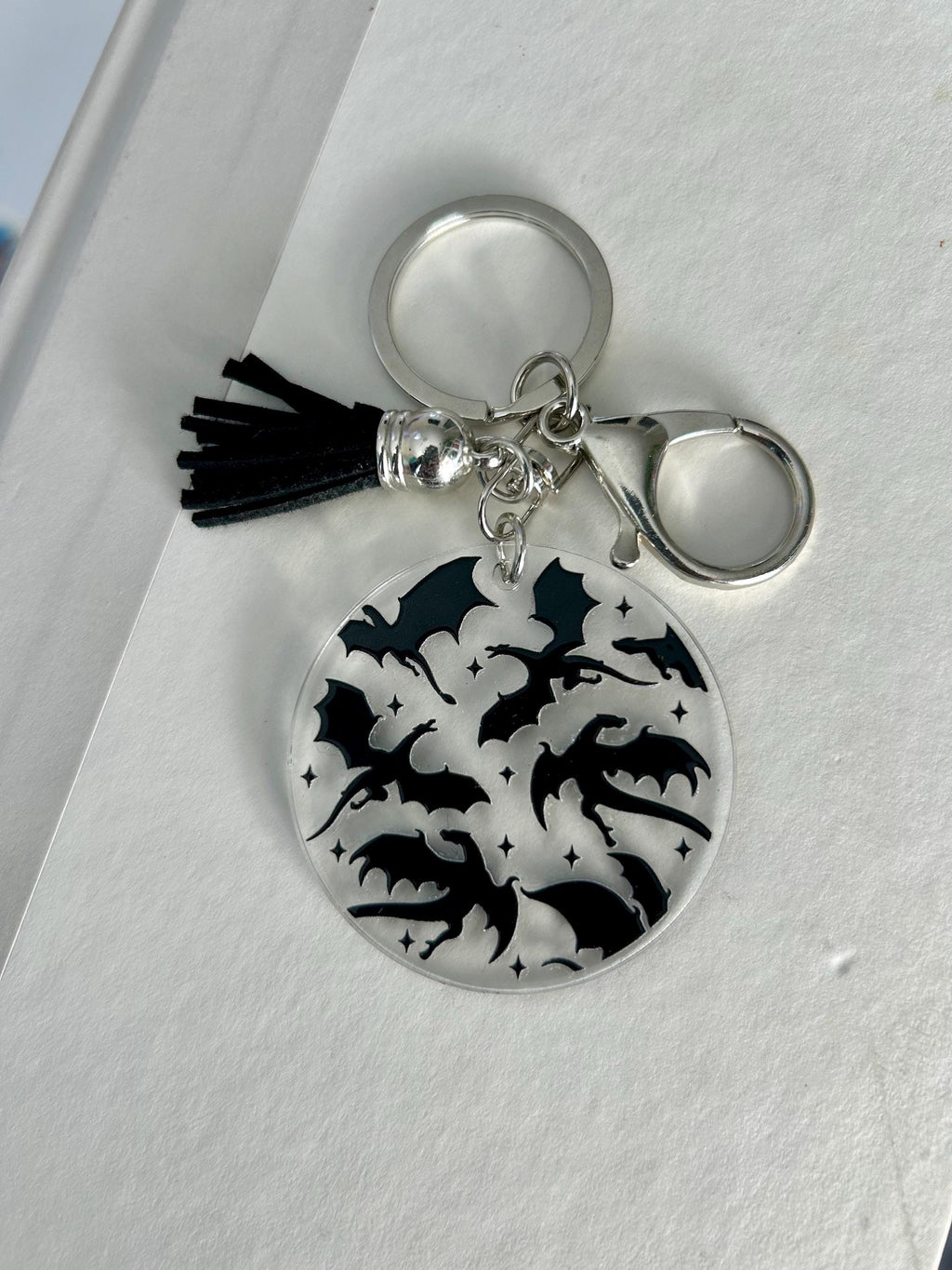 Dragon Keychain Black Dragon Keyring Holder Bookish Key fob