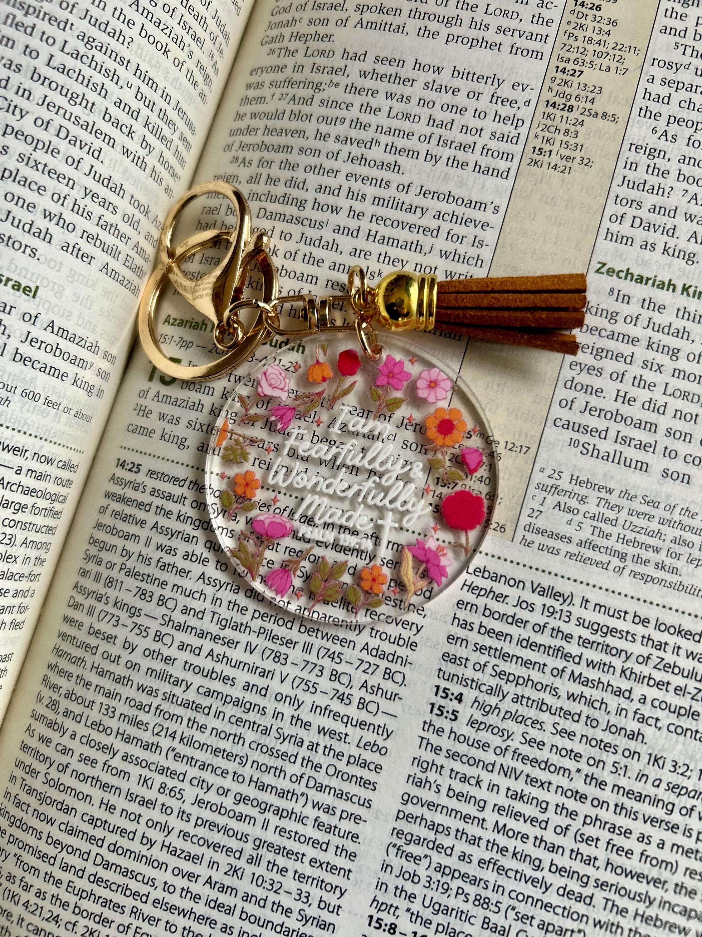 Scripture Keychain Bible Keyring Holder Bookish Key fob Christian Accessory