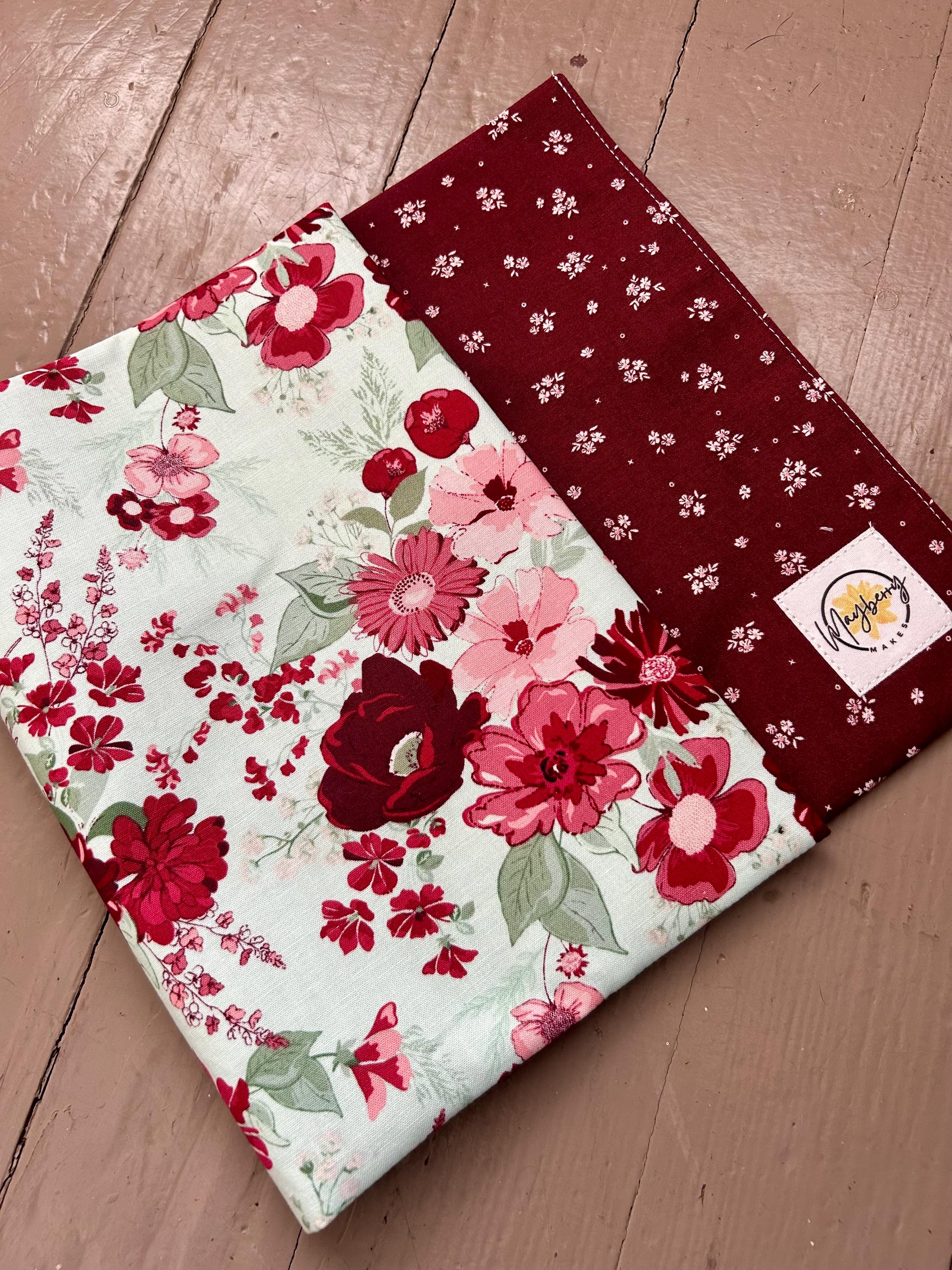 Ditzy Mint Romance Reversible Adjustable Fabric Book Cover/Bible Cover