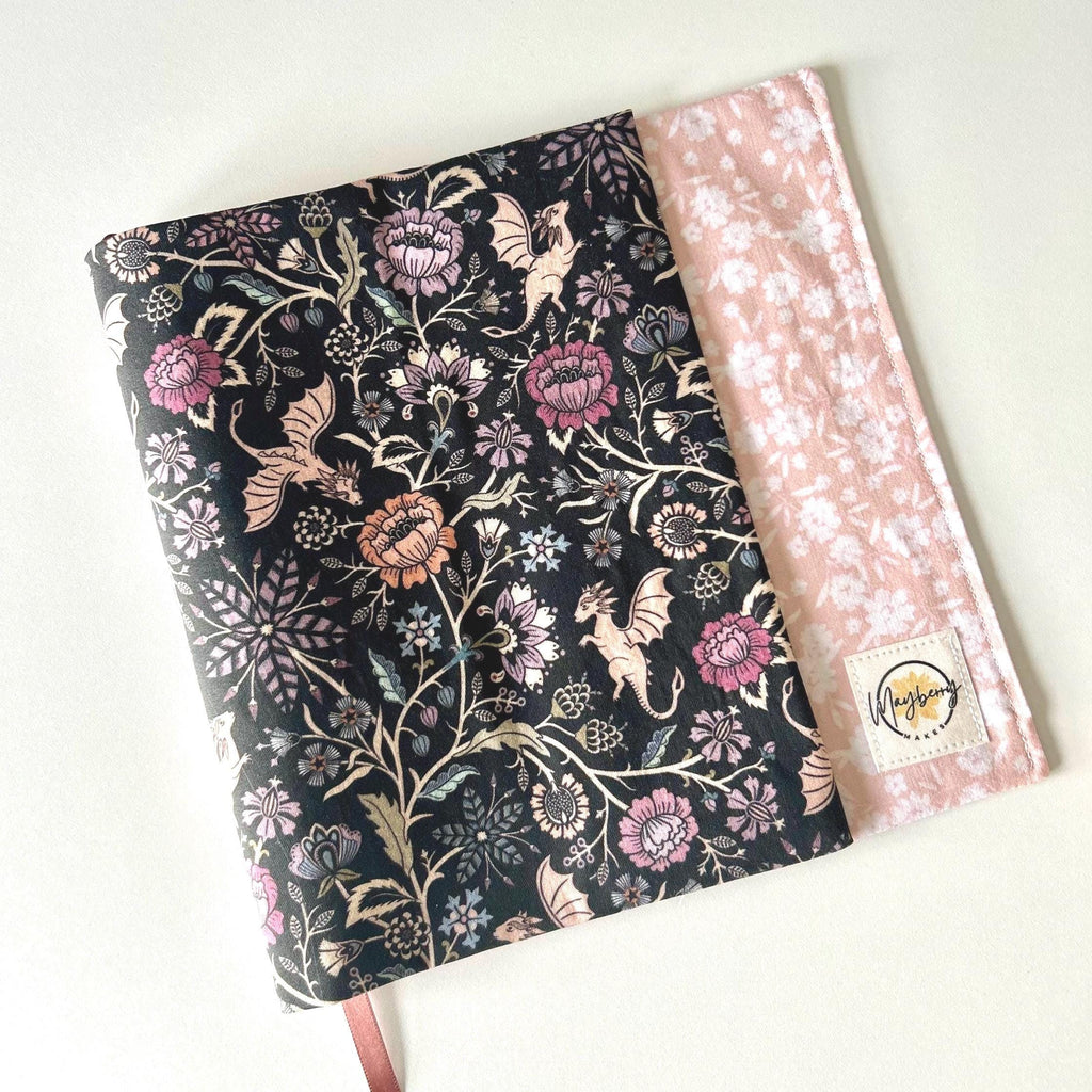 BUNDLE Dragon Tapestry Reversible Adjustable Fabric Book Cover/Bible Cover w/ Bookmark and Annotation Kit