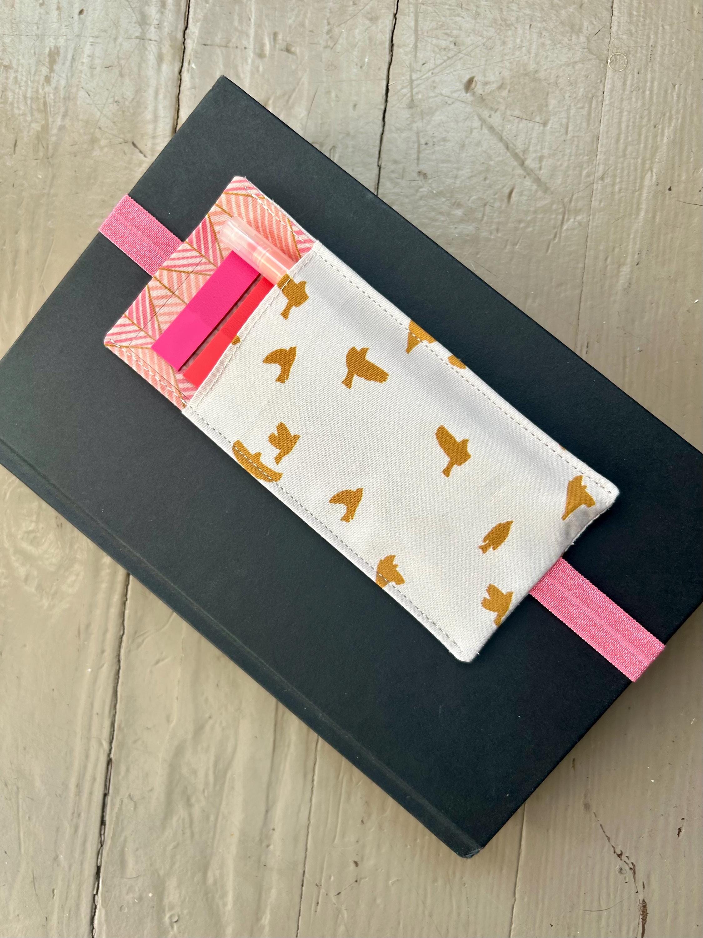 Golden Birds and Pink Geometric Annotation Kit — Pen & Highlighter Holder for Books