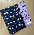 BUNDLE Purple Cats Silhouette Reversible Adjustable Fabric Book Cover/Bible Cover w/ Bookmark and Annotation Kit