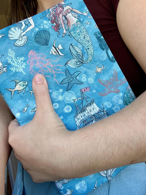 Blue Mermaid Scales Reversible Adjustable Fabric Book Cover/Bible Cover