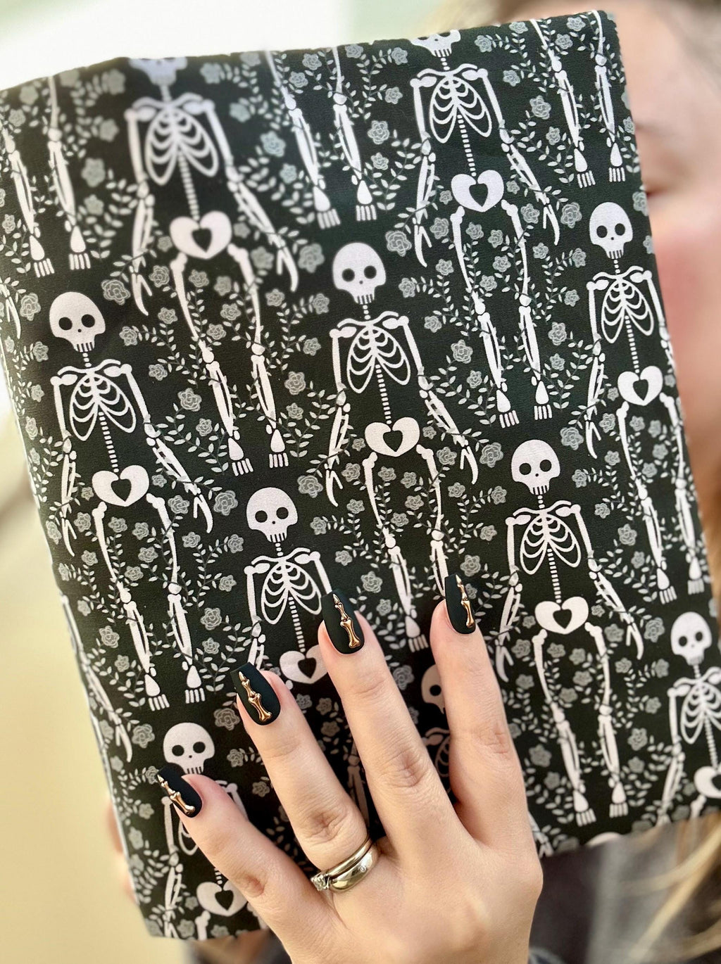 Skeletons and Spiders Reversible Adjustable Fabric Book Cover/Bible Cover