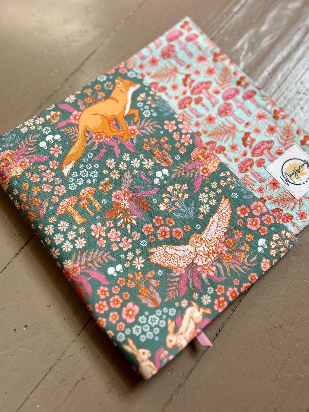 Blue Fox Forest Reversible Adjustable Fabric Book Cover/Bible Cover