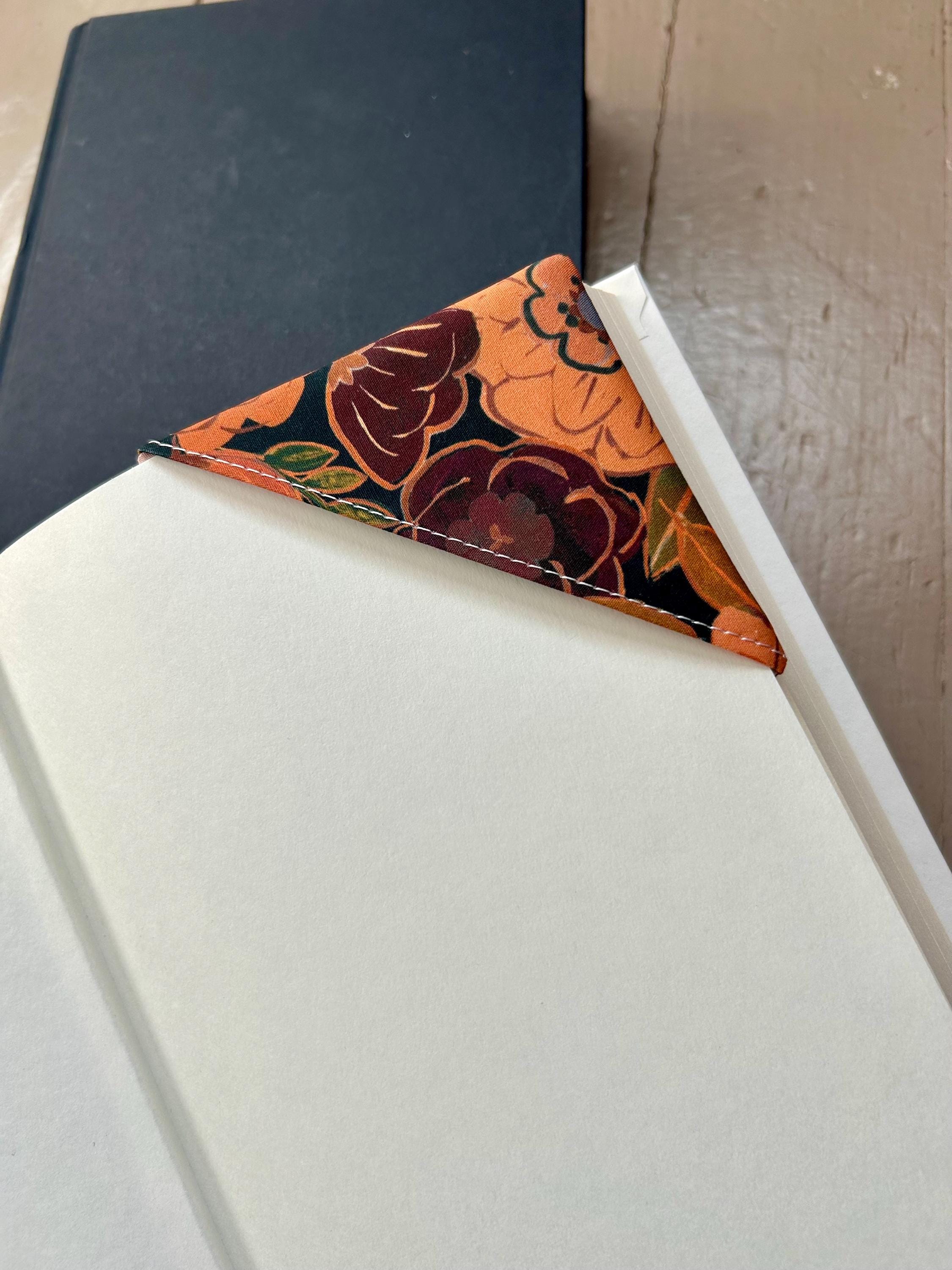 BUNDLE Monarch Rust Floral Reversible Adjustable Fabric Book Cover/Bible Cover w/ Bookmark and Annotation Kit
