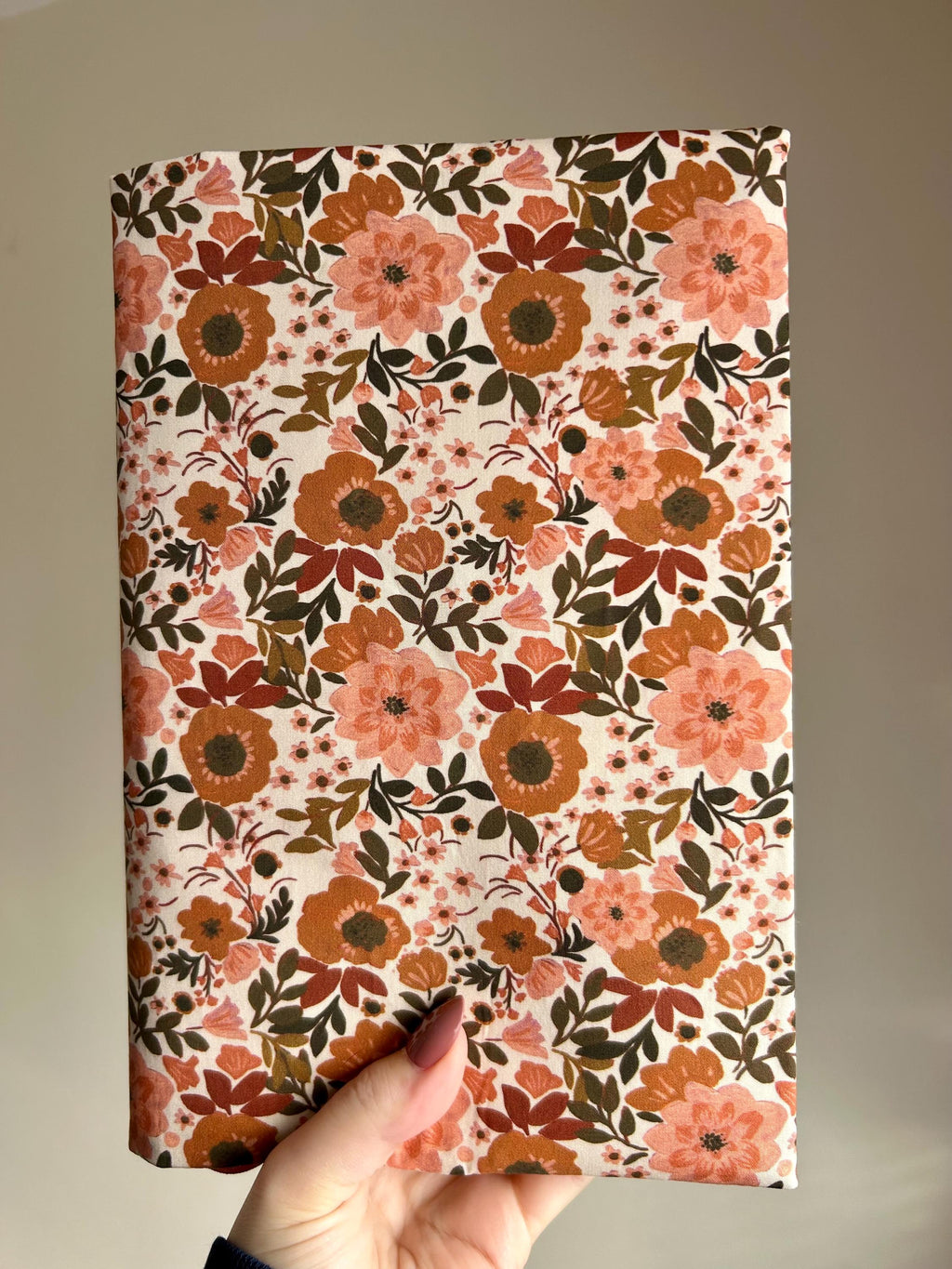 Folky Fall Floral Reversible Adjustable Fabric Book Cover/Bible Cover