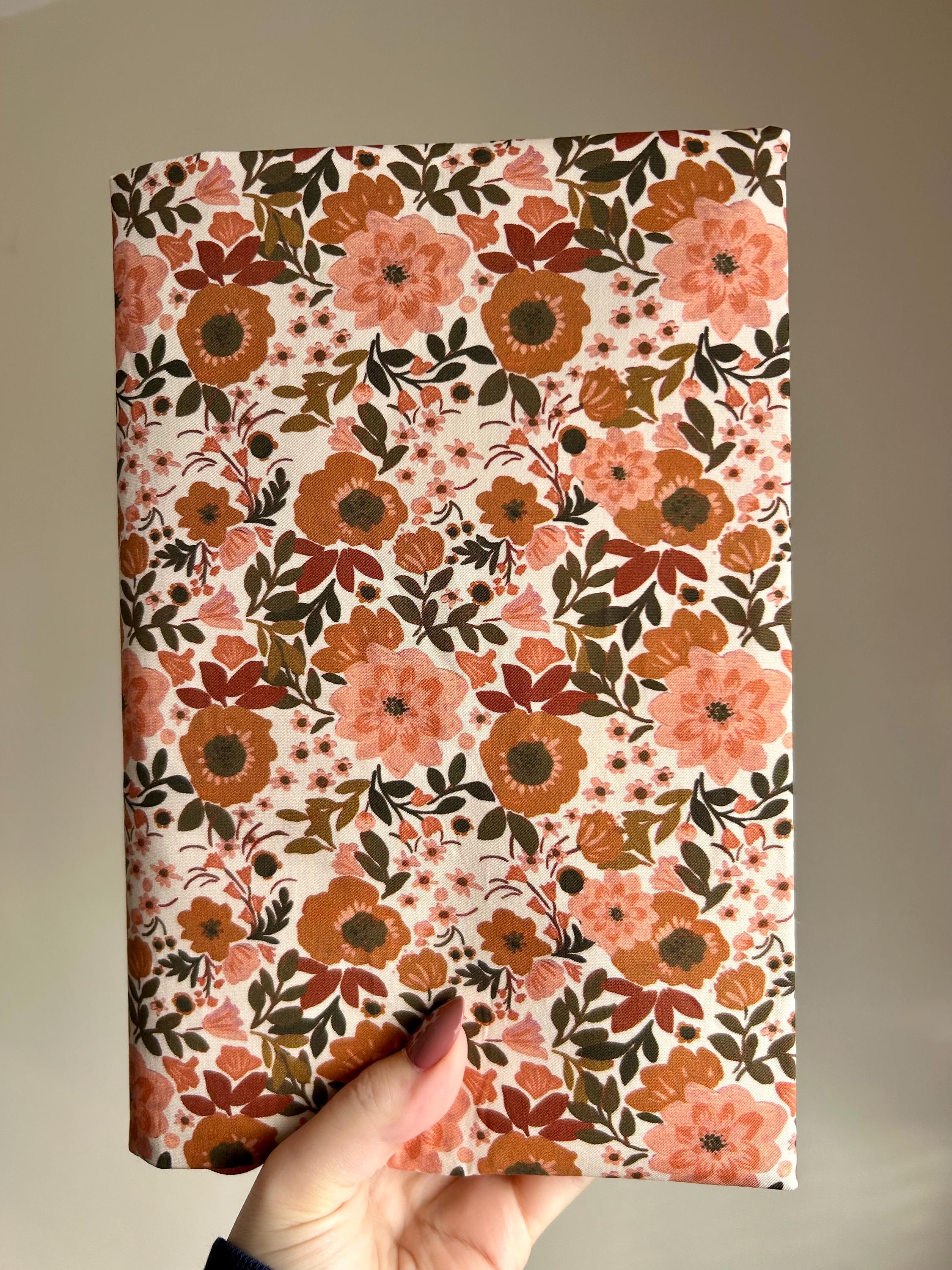 Folky Fall Floral Reversible Adjustable Fabric Book Cover/Bible Cover