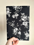 Elegant Black Floral Reversible Adjustable Fabric Book Cover/Bible Cover