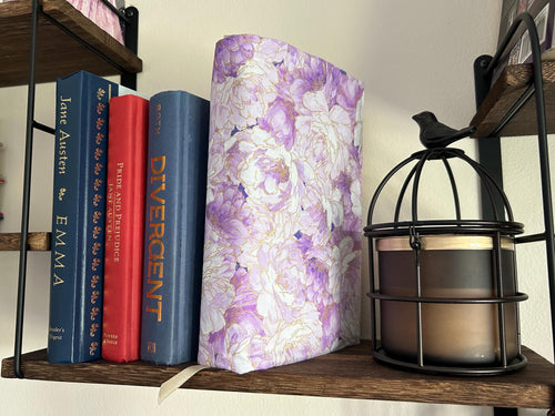Blue and Purple Paisley Fabric Book Cover — Reversible & Adjustable