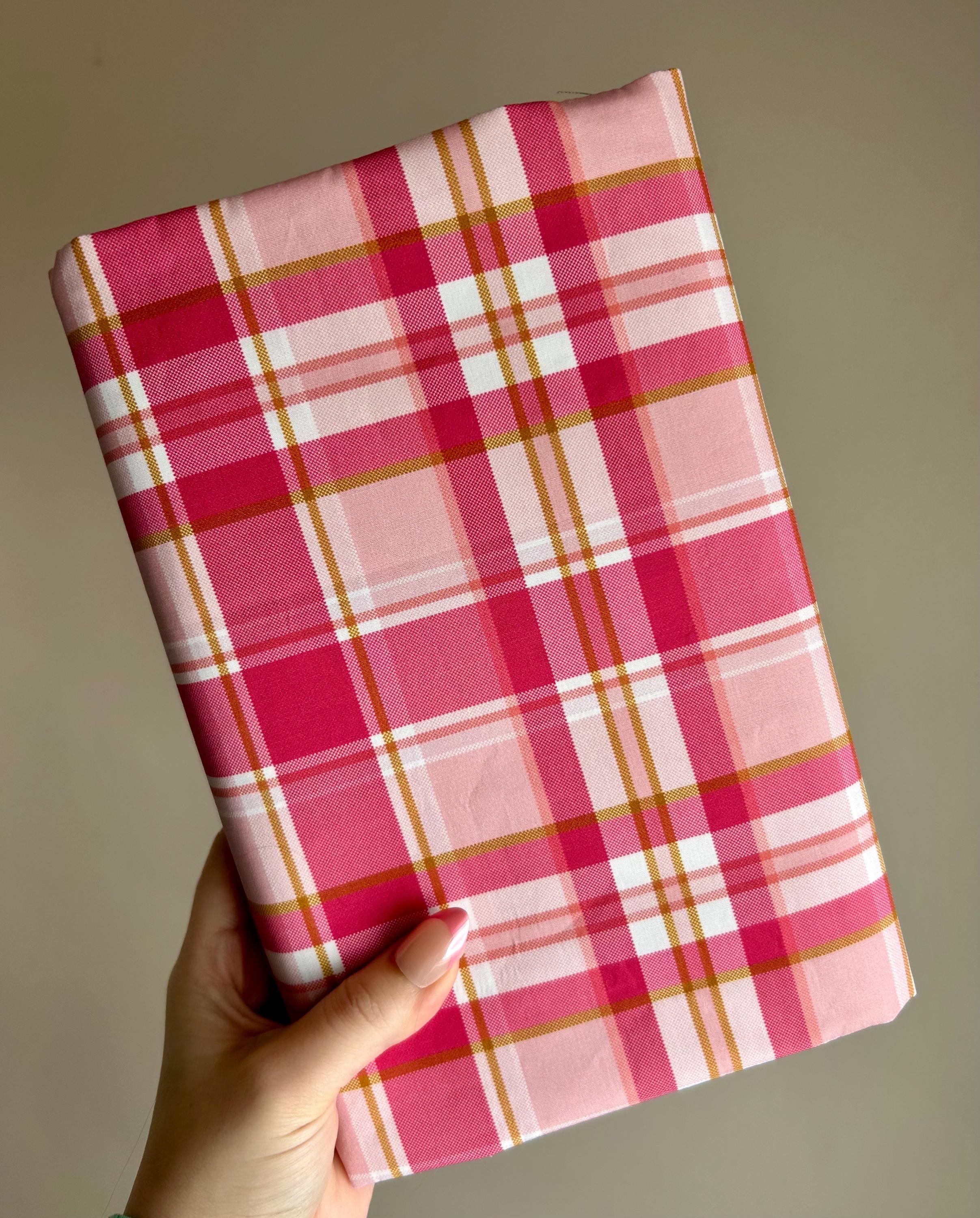 Rose Gold Tartan Reversible Adjustable Fabric Book Cover/Bible Cover