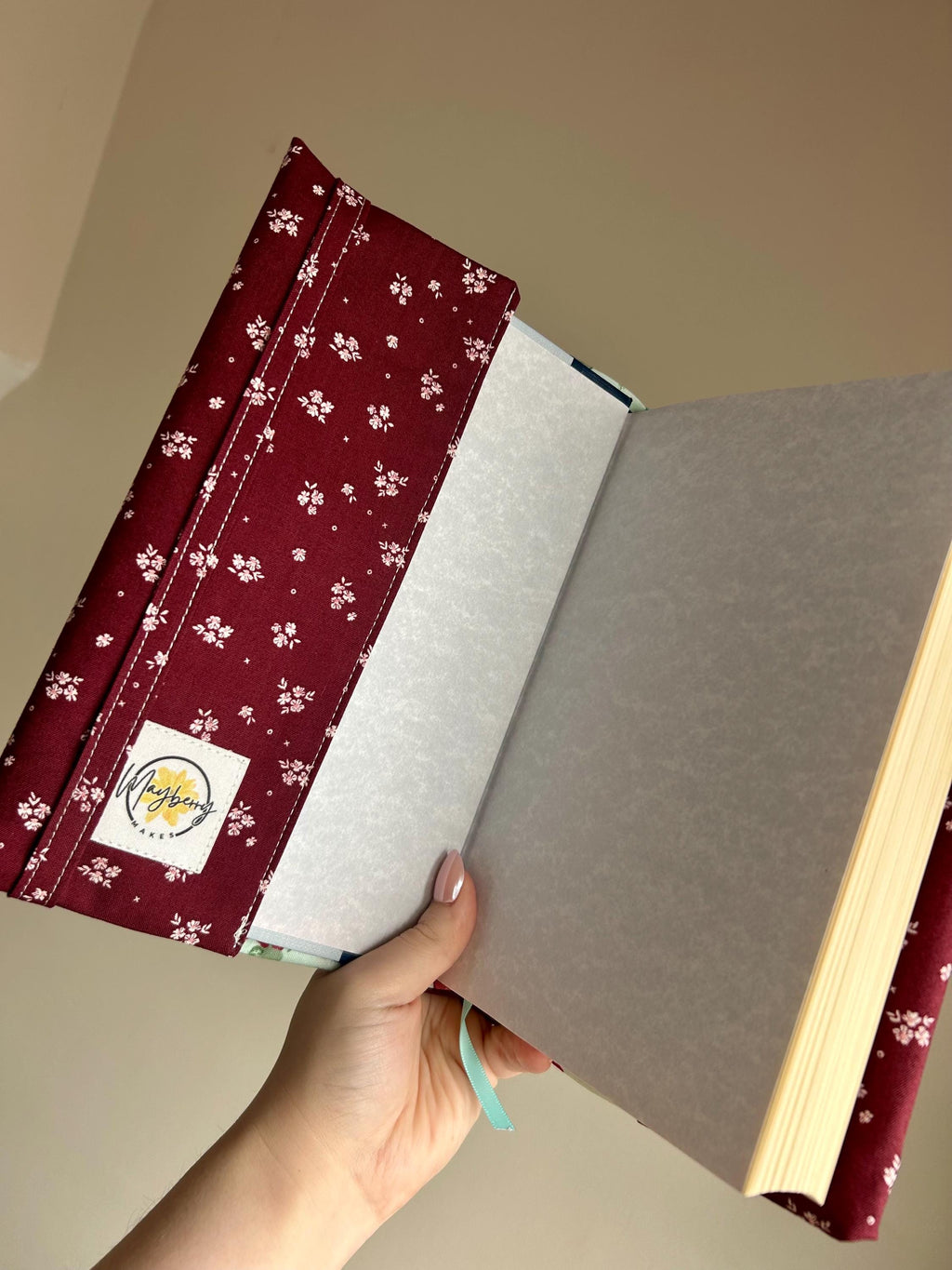 Ditzy Mint Romance Reversible Adjustable Fabric Book Cover/Bible Cover