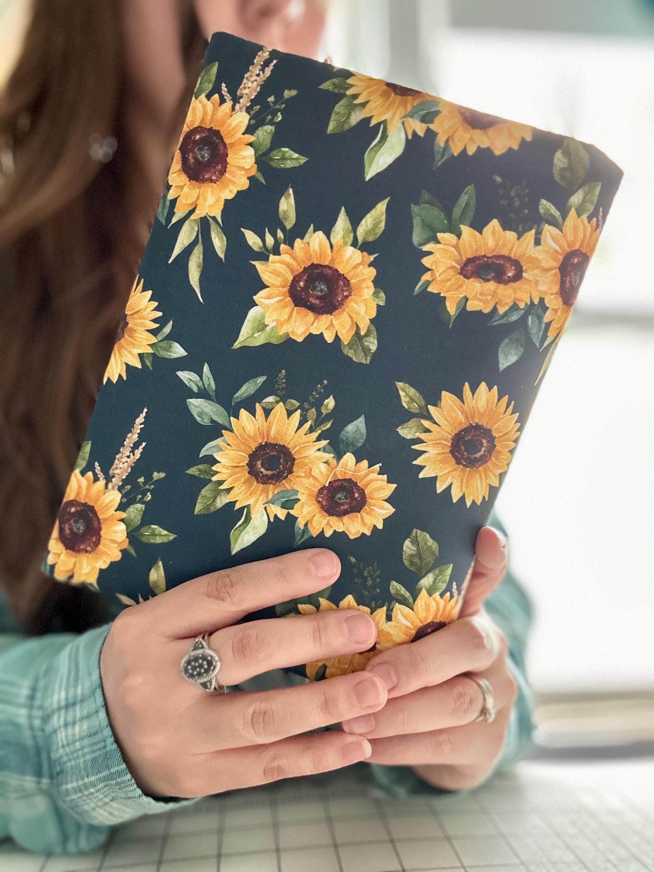 Sunflower Greens Reversible Adjustable Fabric Book Cover/Bible Cover