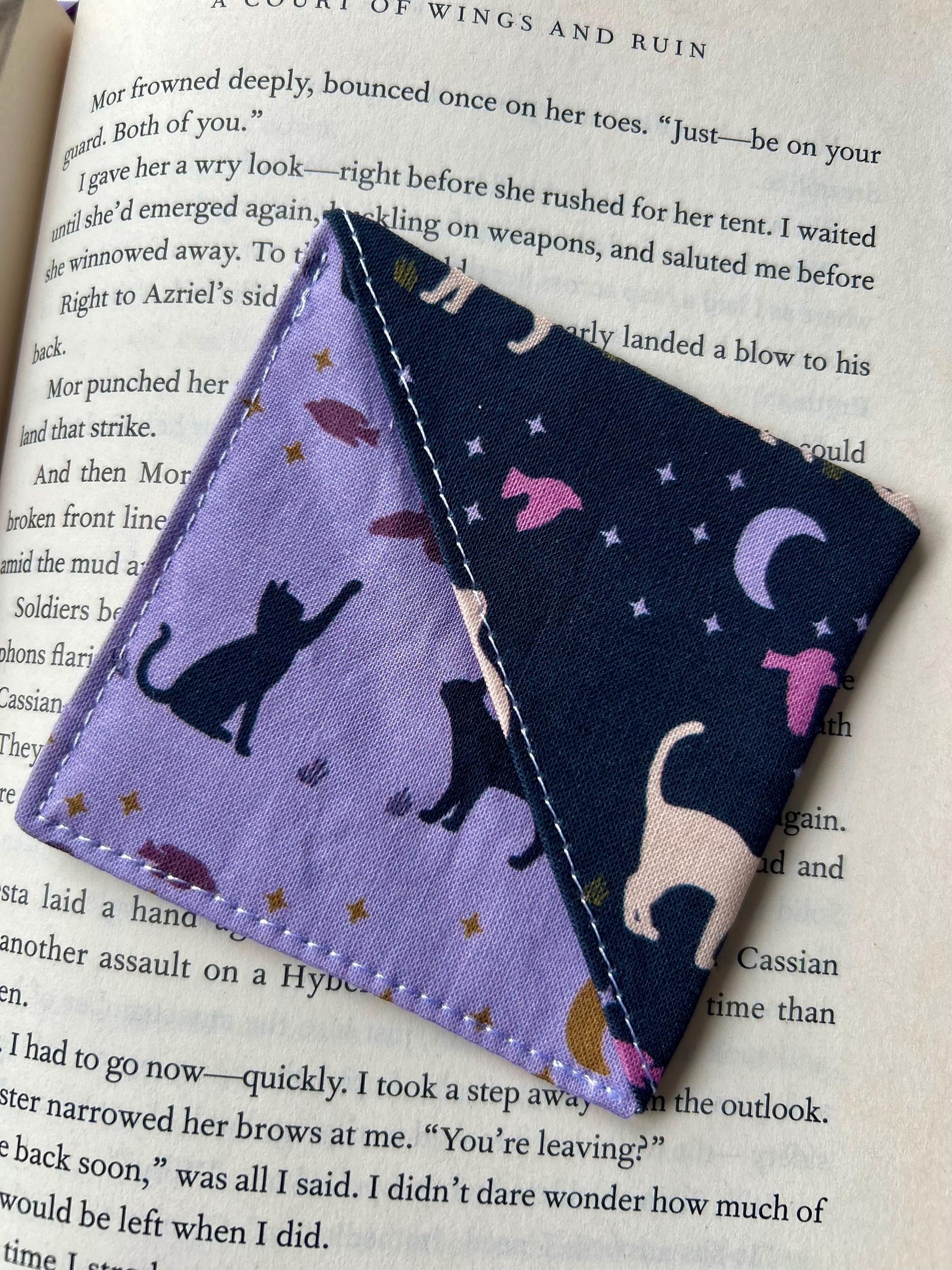 BUNDLE Purple Cats Silhouette Reversible Adjustable Fabric Book Cover/Bible Cover w/ Bookmark and Annotation Kit