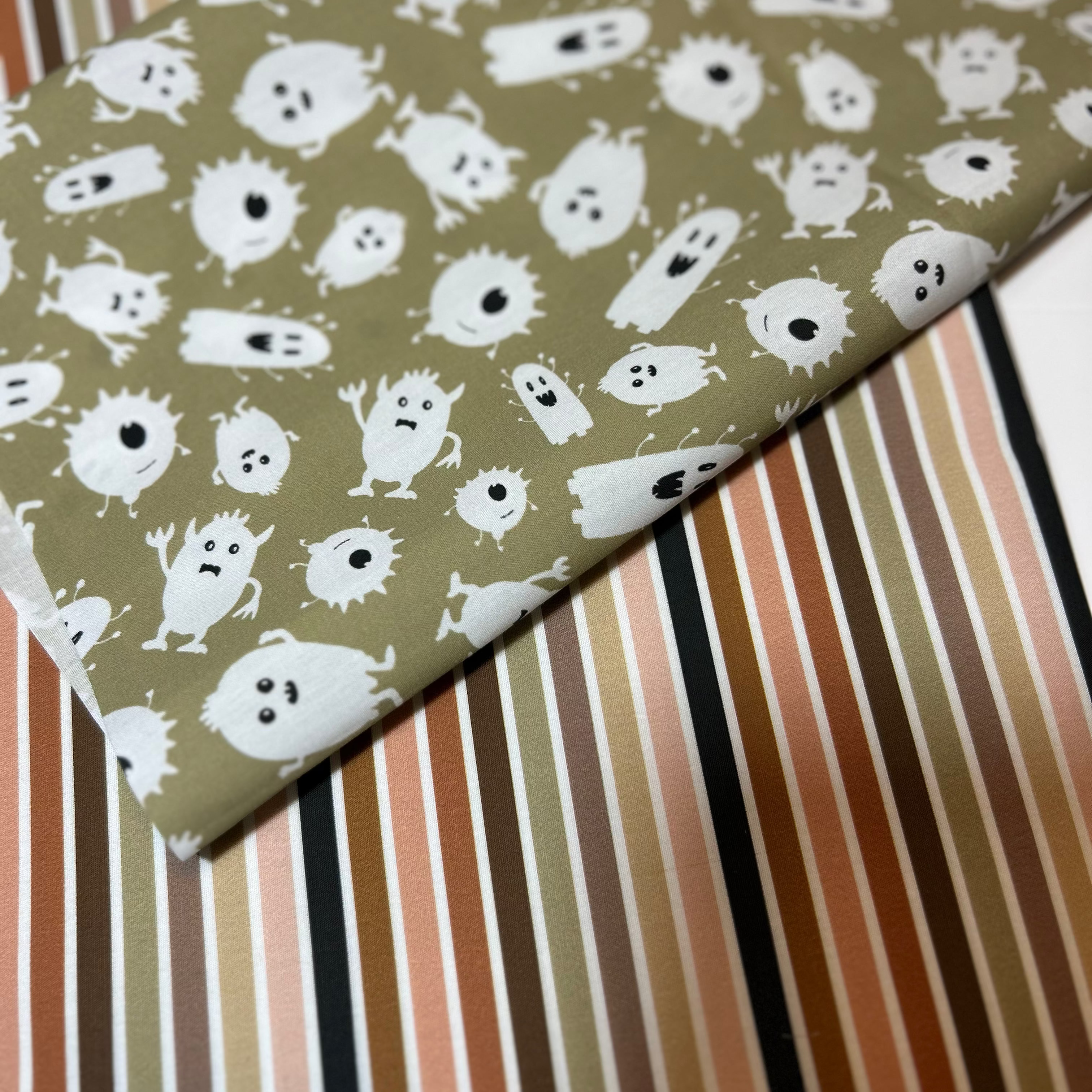 BOOKISH BUNDLE | Monster Party Stripes Reversible Adjustable Fabric Book Cover/Bible Cover w/ Bookmark and Annotation Kit