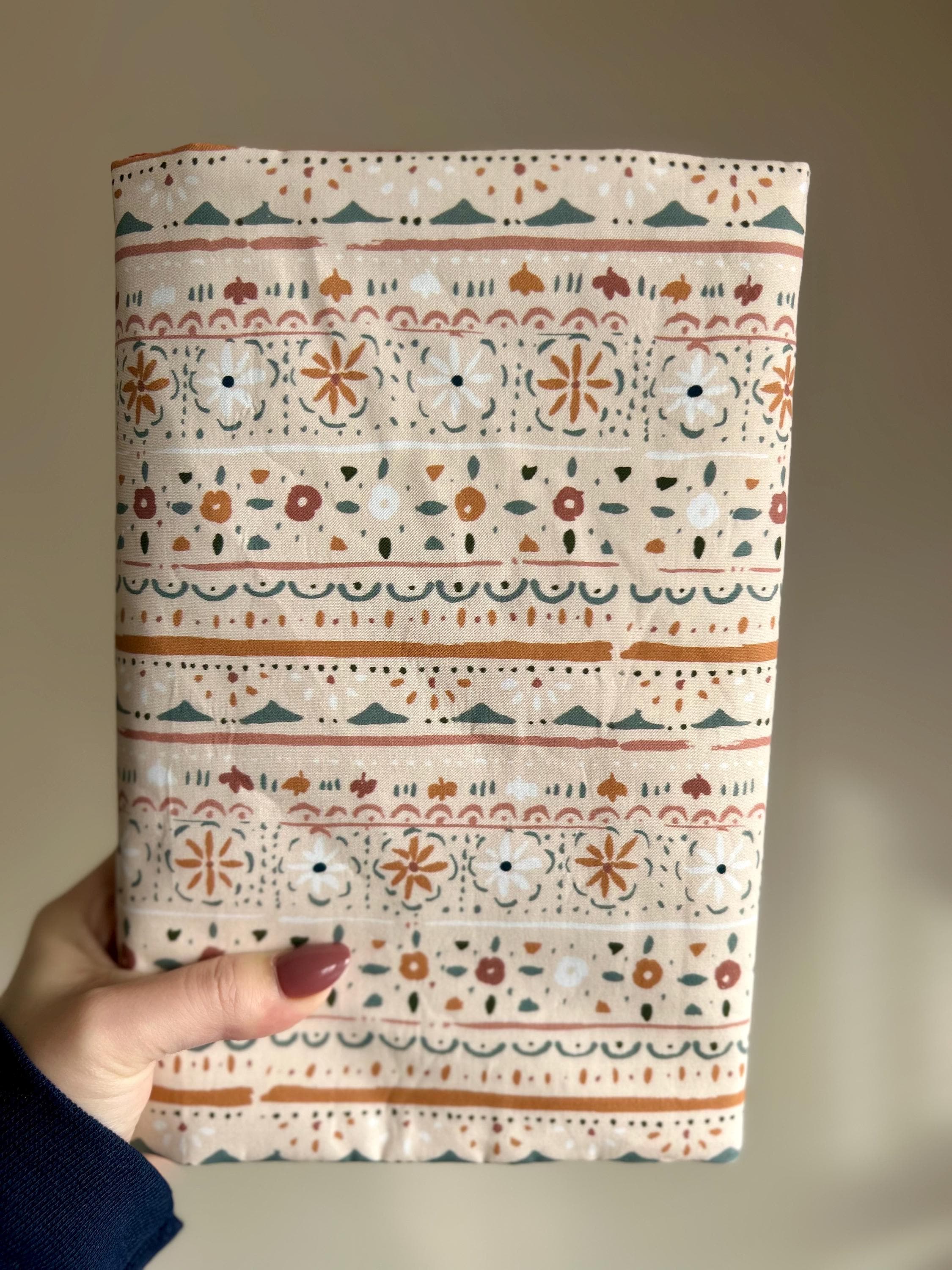 Folky Fall Floral Reversible Adjustable Fabric Book Cover/Bible Cover