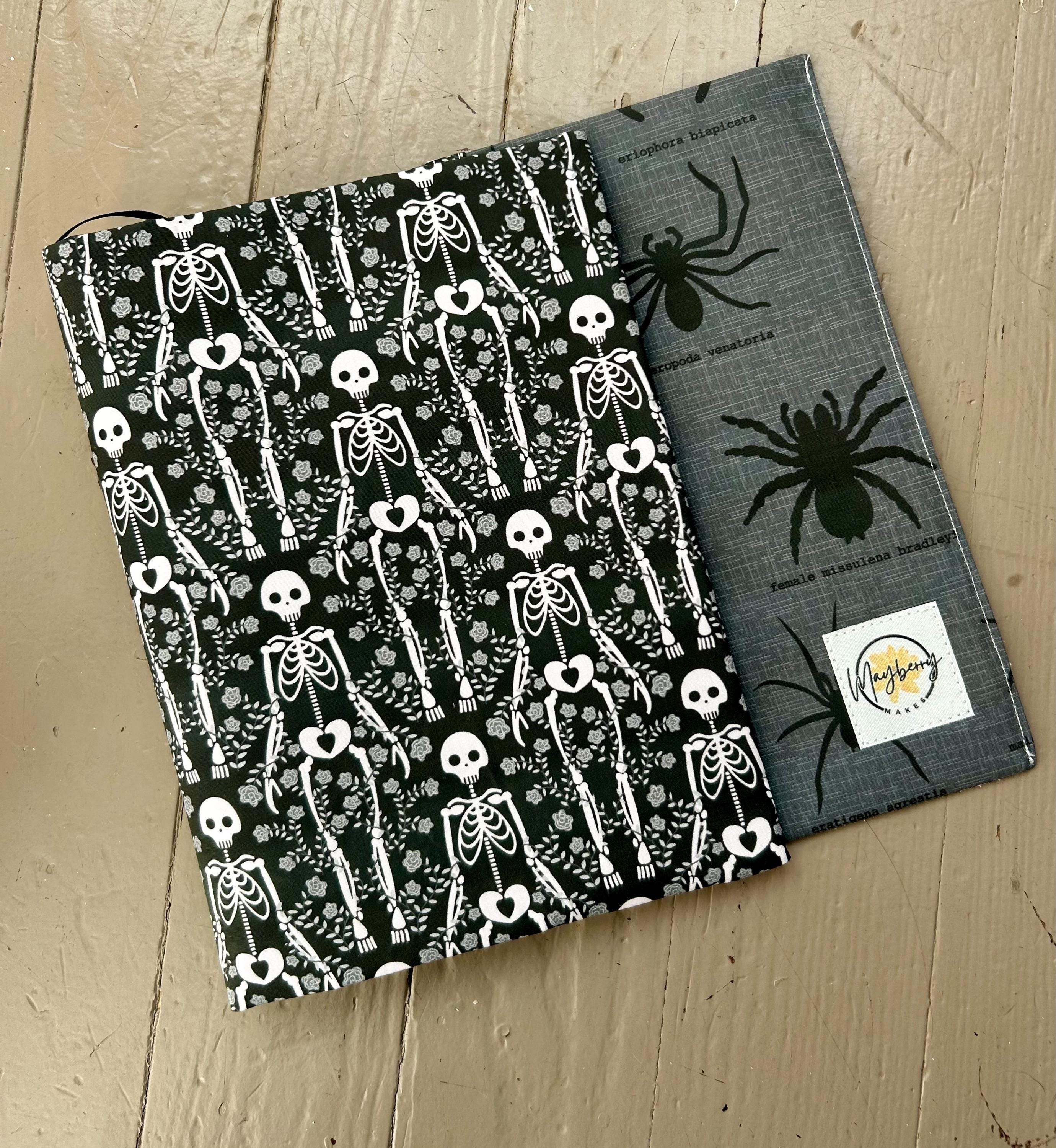 Skeletons and Spiders Reversible Adjustable Fabric Book Cover/Bible Cover