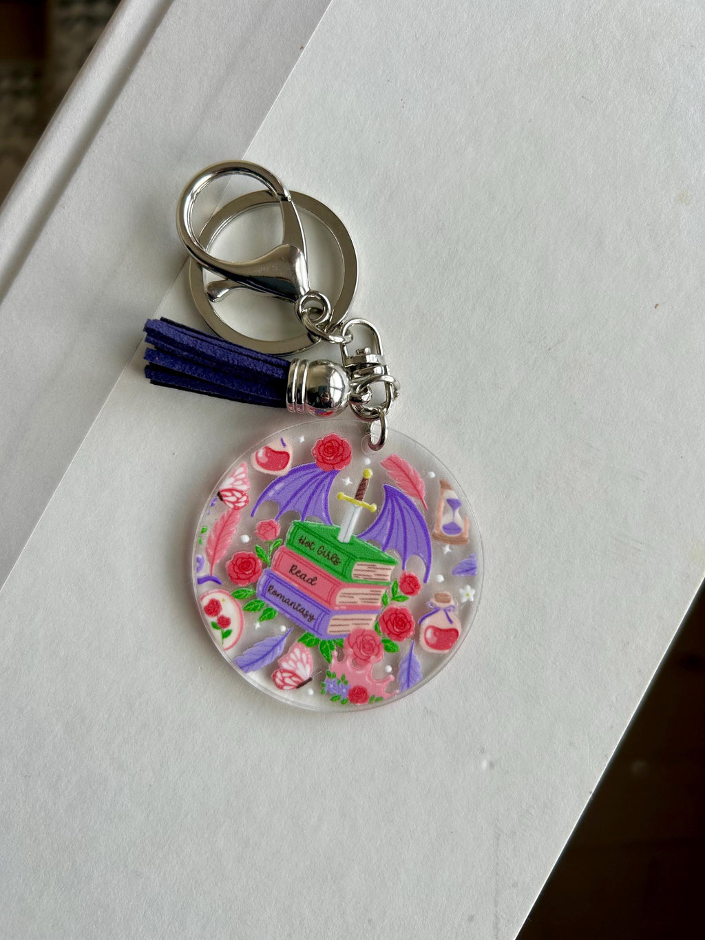 Hot Girls Read Romantasy Keychain