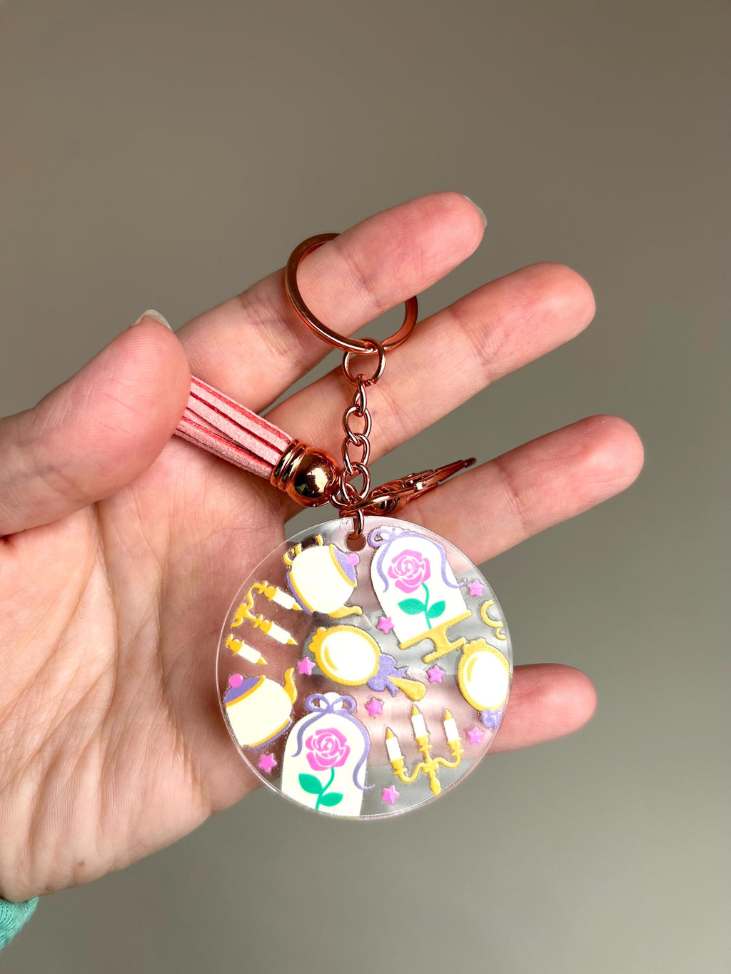 Beauty and the Beast Inspired Keychain with Tassel