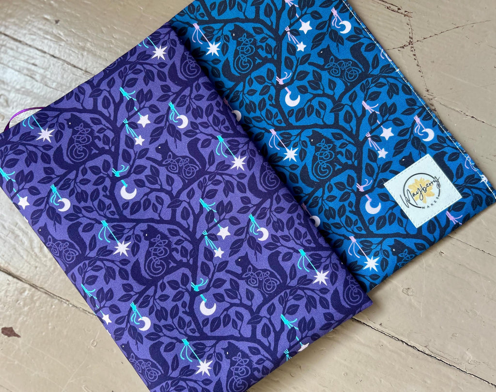 Midnight Cats Fabric Book Cover — Reversible & Adjustable