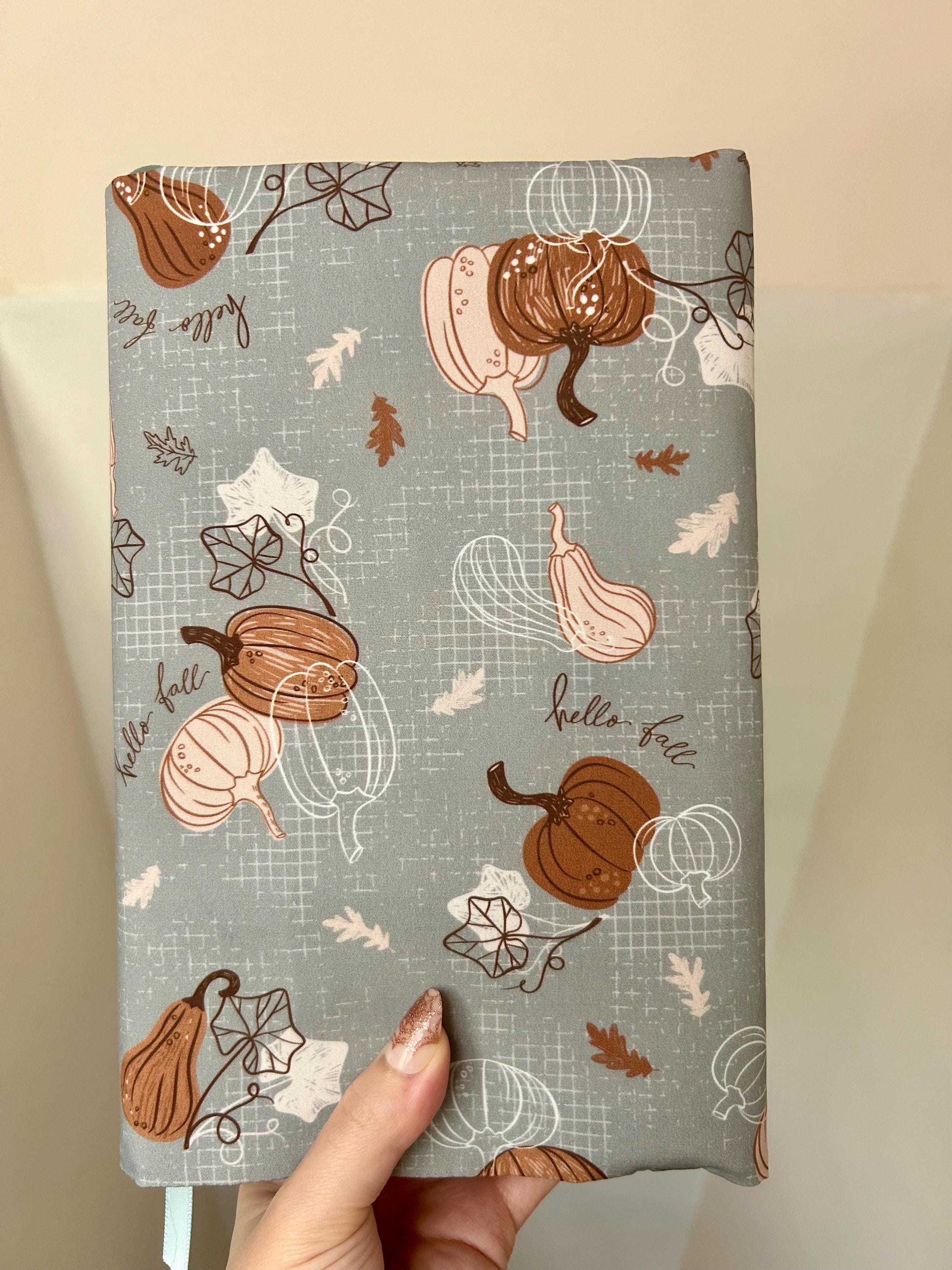 Navy Autumn Fabric Book Cover — Reversible & Adjustable