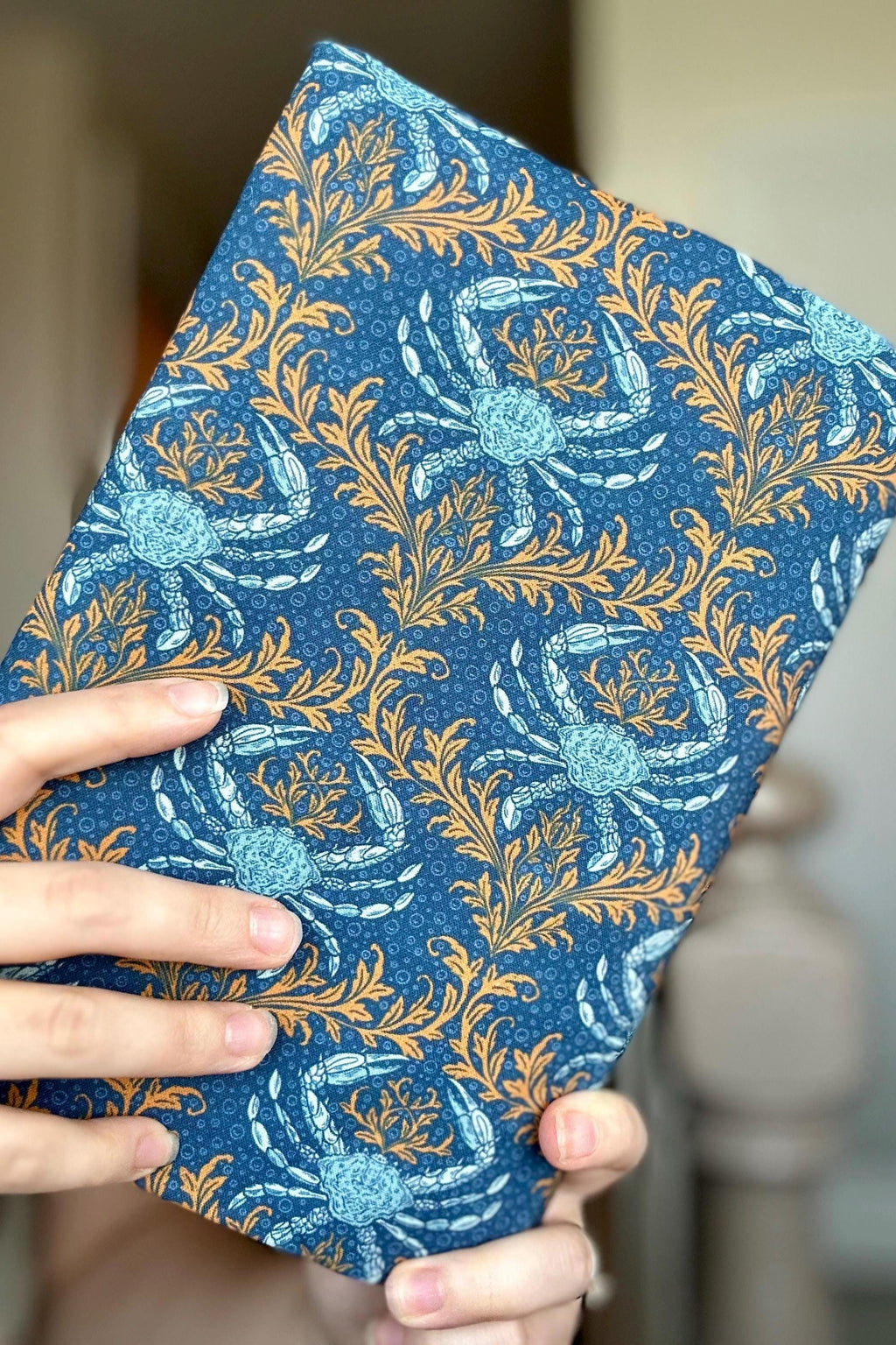BUNDLE Mermaids and Crabs Reversible Adjustable Fabric Book Cover/Bible Cover w/ Bookmark and Annotation Kit
