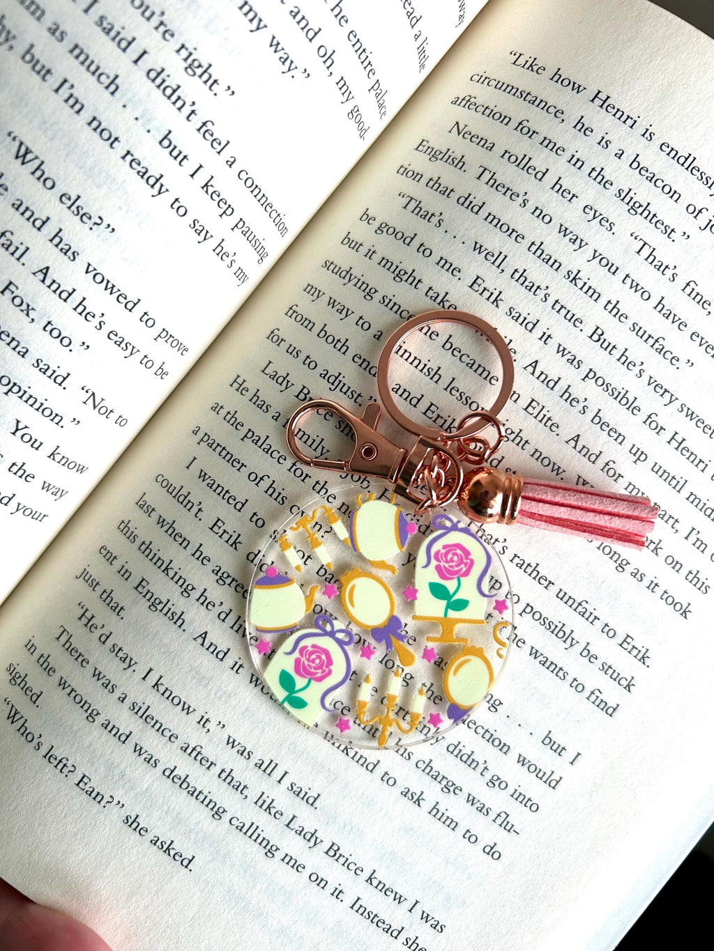 Beauty and the Beast Inspired Keychain with Tassel