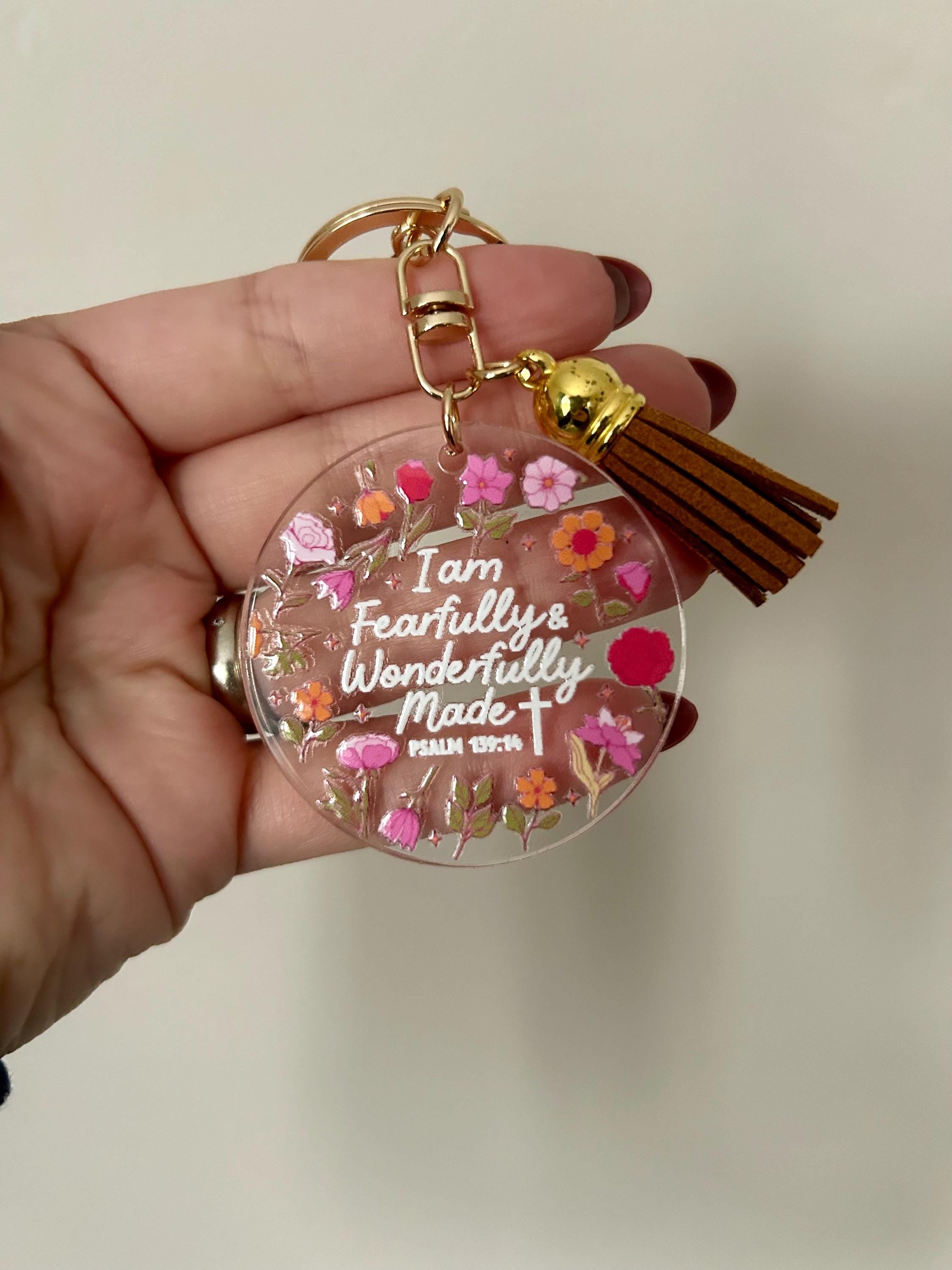 Scripture Keychain Bible Keyring Holder Bookish Key fob Christian Accessory