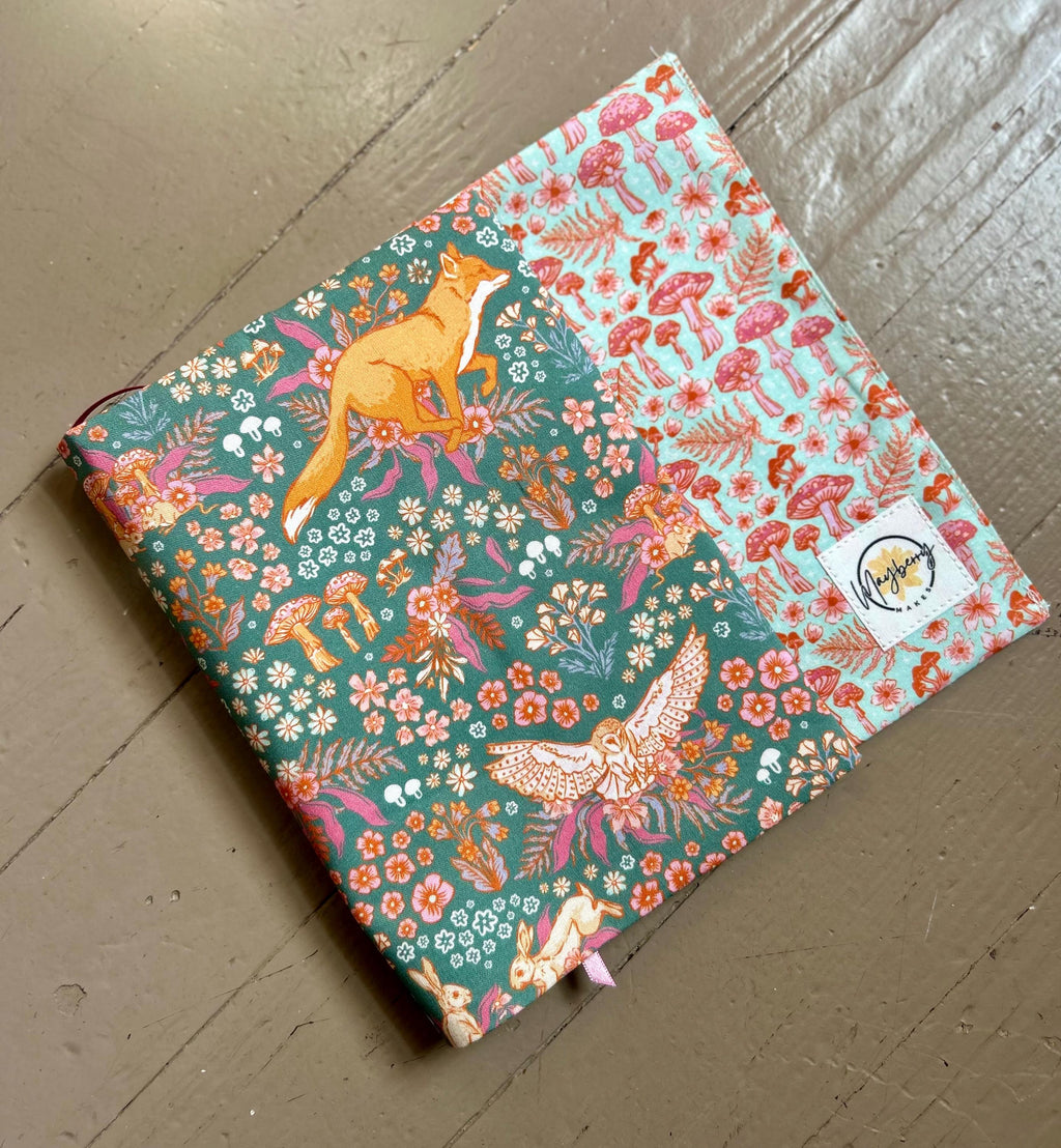 Blue Fox Forest Reversible Adjustable Fabric Book Cover/Bible Cover