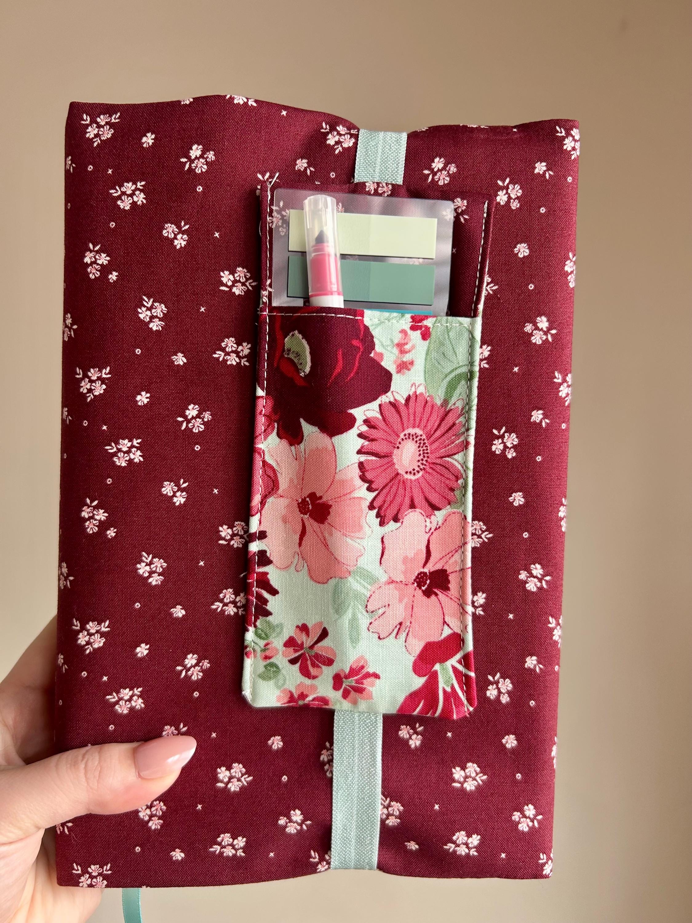 BUNDLE Ditzy Mint Romance Reversible Adjustable Fabric Book Cover/Bible Cover w/ Bookmark and Annotation Kit