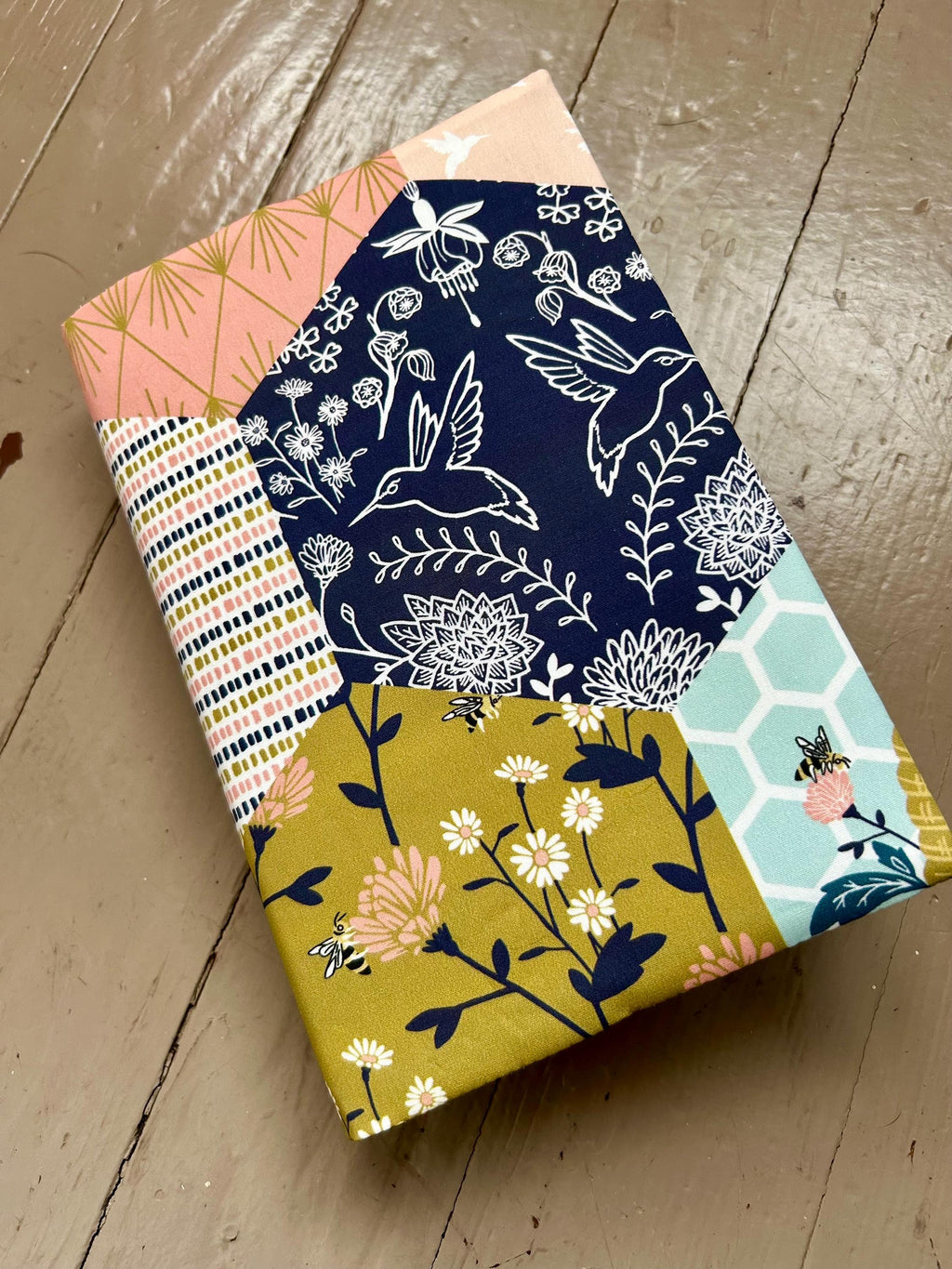 Floral and Bees Reversible Adjustable Fabric Book Cover/Bible Cover