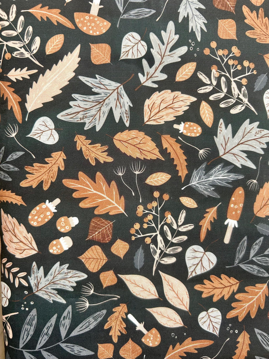 Navy Autumn Fabric Book Cover — Reversible & Adjustable