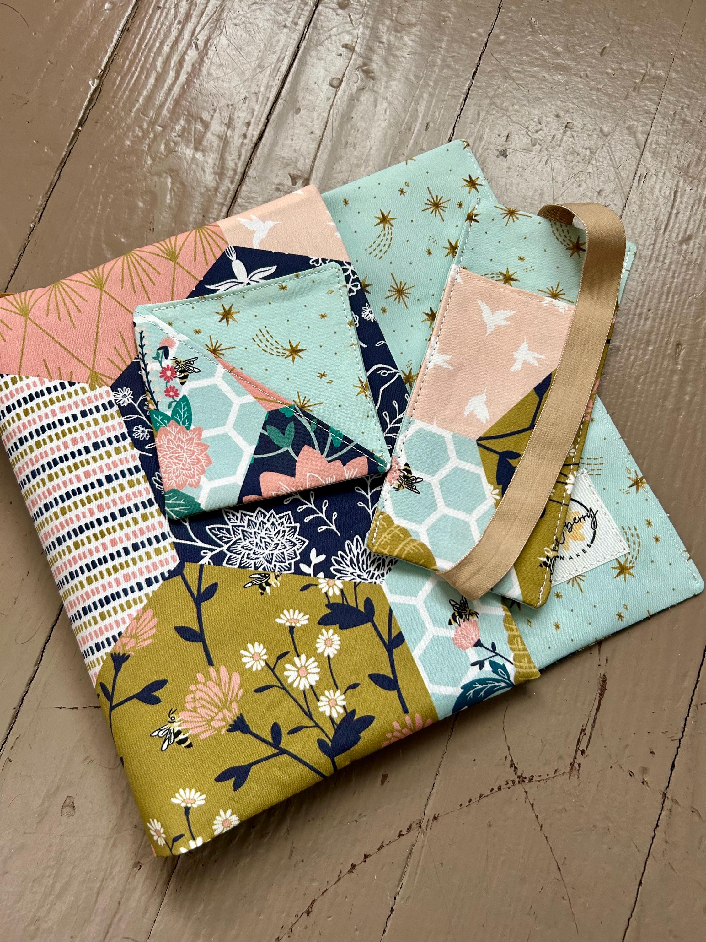 Floral and Bees Fabric Corner Bookmark — Handmade Bookish Accessory