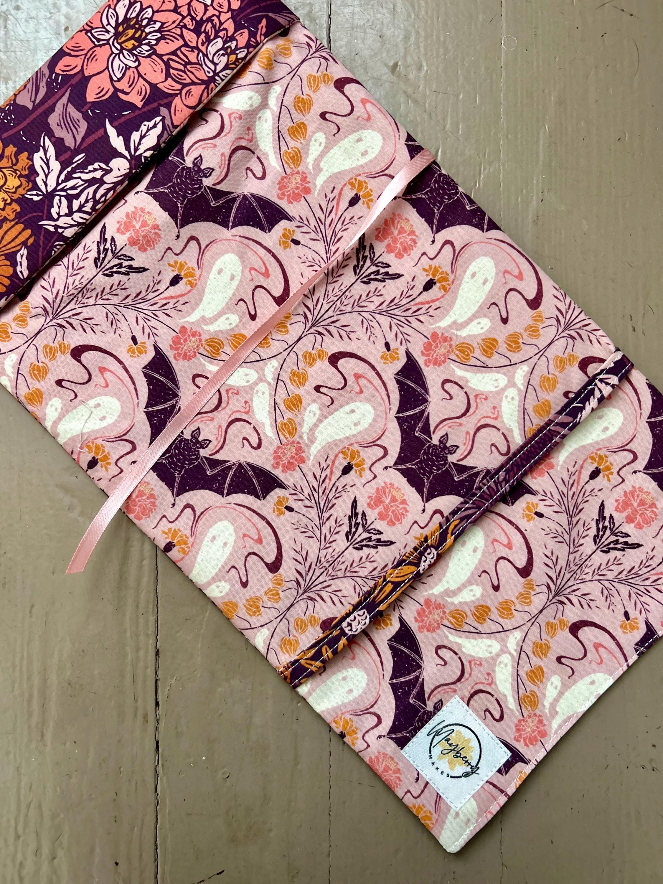 Fall Floral and Bats Reversible Adjustable Fabric Book Cover/Bible Cover