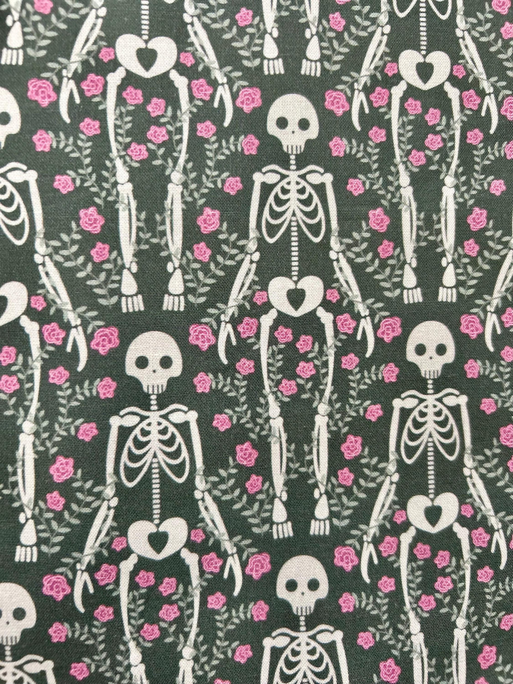 Gray Skeletons and Roses Reversible Adjustable Fabric Book Cover/Bible Cover