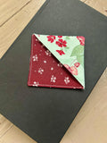 Ditzy Mint Romance Fabric Corner Bookmark — Handmade Bookish Accessory