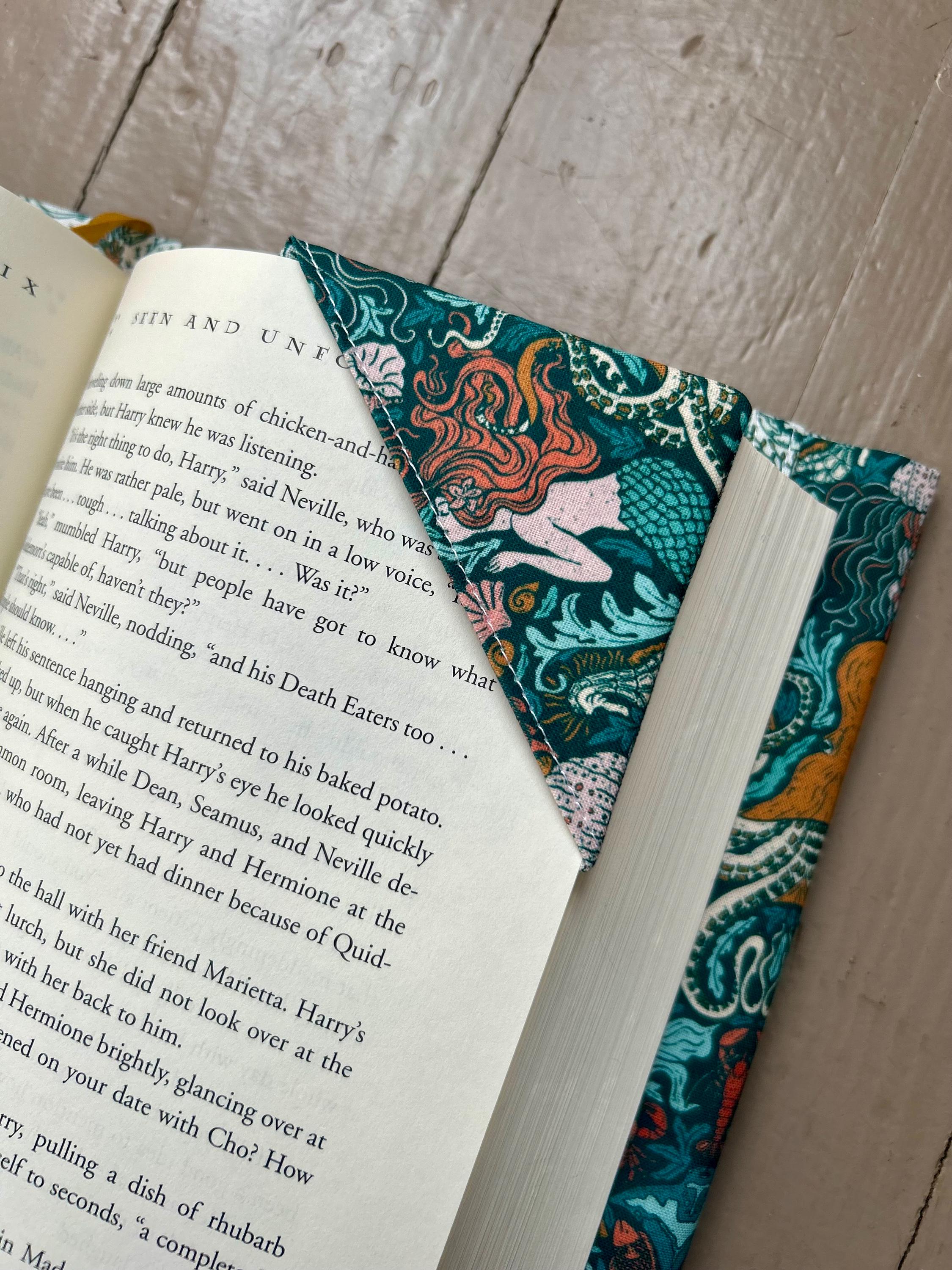 BUNDLE Mermaids and Whales Reversible Adjustable Fabric Book Cover/Bible Cover w/ Bookmark and Annotation Kit