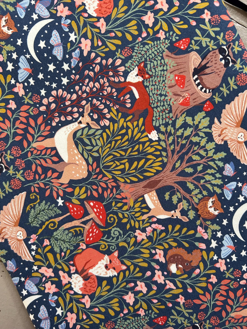 Mushroom Woodland Critters and Stars Reversible Adjustable Fabric Book Cover/Bible Cover