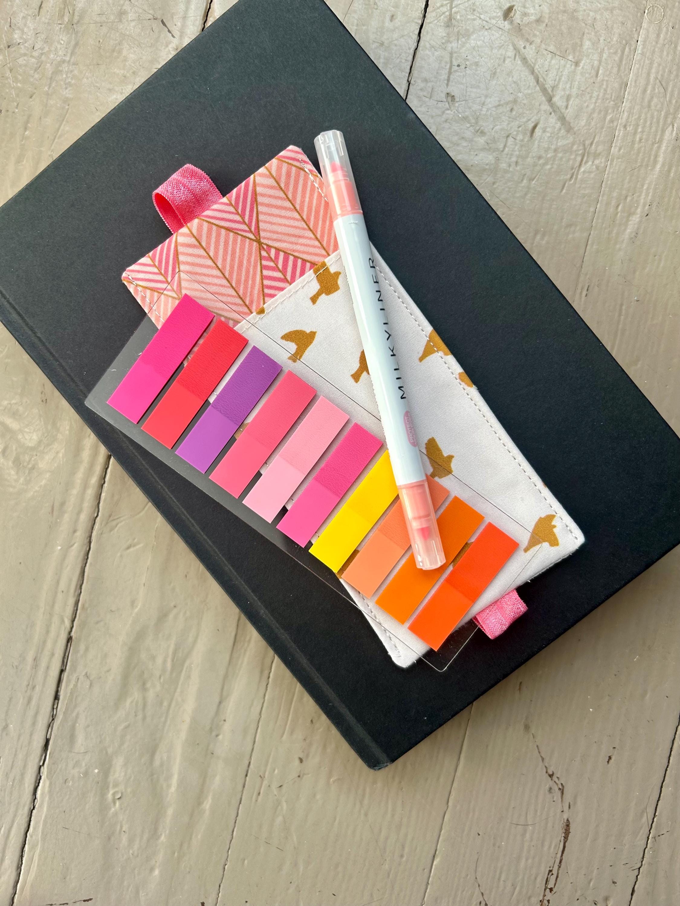 Golden Birds and Pink Geometric Annotation Kit — Pen & Highlighter Holder for Books
